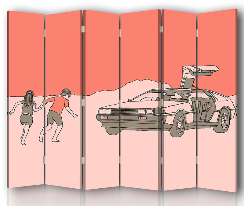 Aizslietnis, 6 paneļi, Vienpusīgs, kanva, Pink DeLorean 