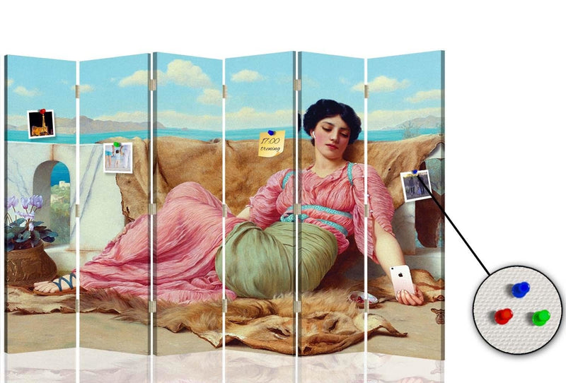 Aizslietnis, 6 paneļi, Vienpusīgs, kanva, korķa panelis, The girl with the iPhone 