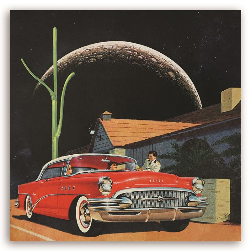 Dekoratīvais panelis - Red Car And The Moon 