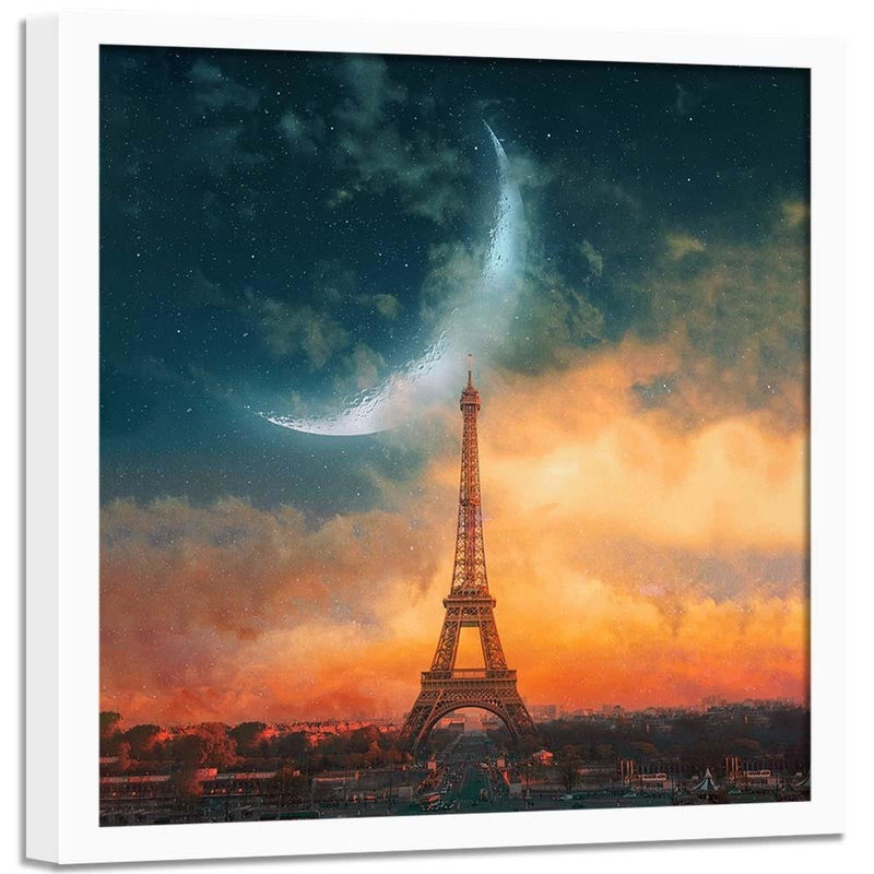 Glezna baltā rāmī - Moon Over Paris 