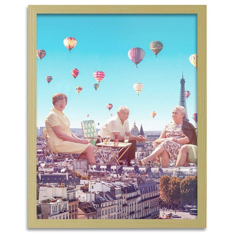 Glezna bēšā rāmī - Balloons Above The Paris 