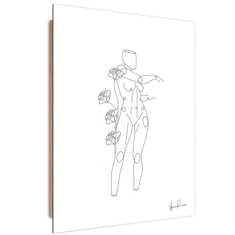 Dekoratīvais panelis - Woman And Roses Minimalism 