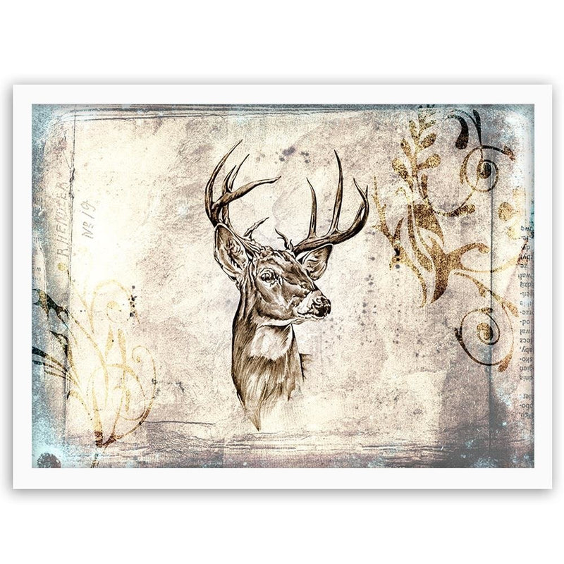 Glezna baltā rāmī - Deer Portrait 