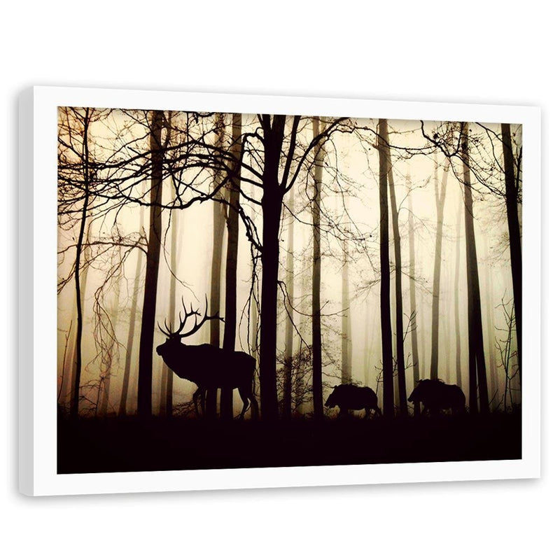 Glezna baltā rāmī - Deers In The Forest 