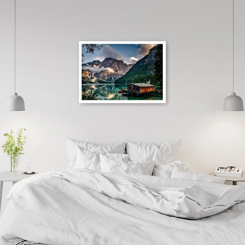 Glezna baltā rāmī - Mountain Landscape 
