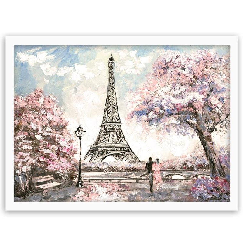 Glezna baltā rāmī - Lovers By The Eiffel Tower 