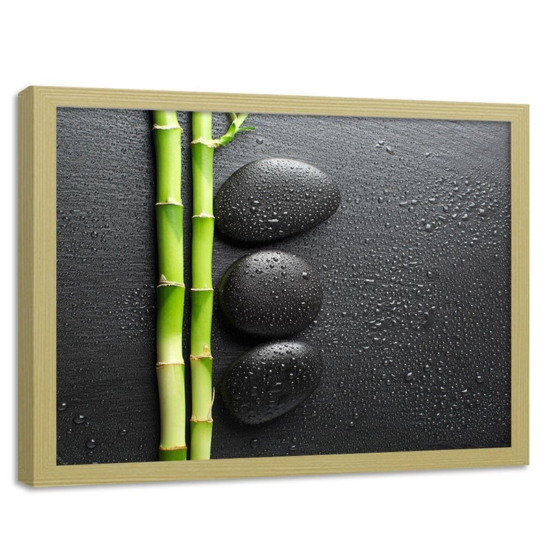 Glezna bēšā rāmī - Bamboos On The Black Stones 