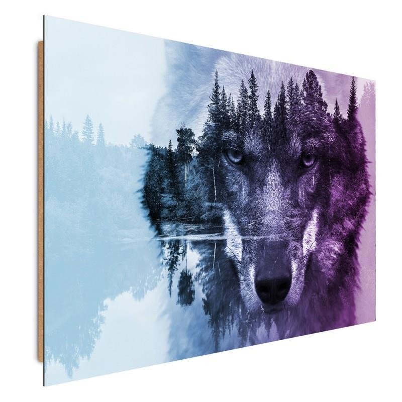 Dekoratīvais panelis - Wolf On The Forest Background Purple 