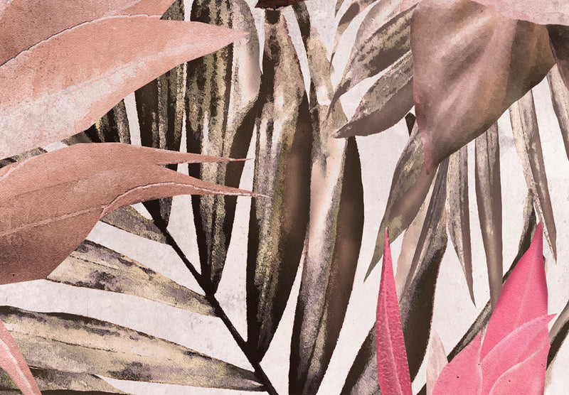Fototapetes ar tropiskiem ziediem rozā krāsā - Ziedošie džungļi 135732