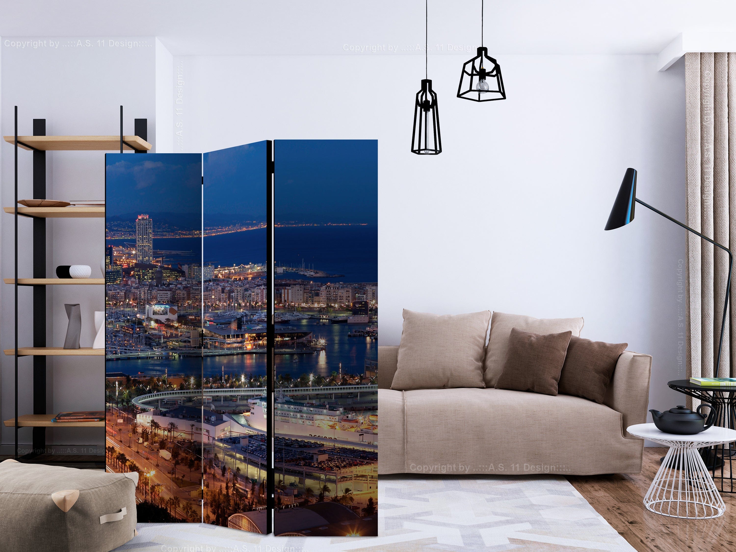 Aizslietnis 3-daļīgs - Apgaismotā Barselona (135x172cm) 135x172 cm Home Trends