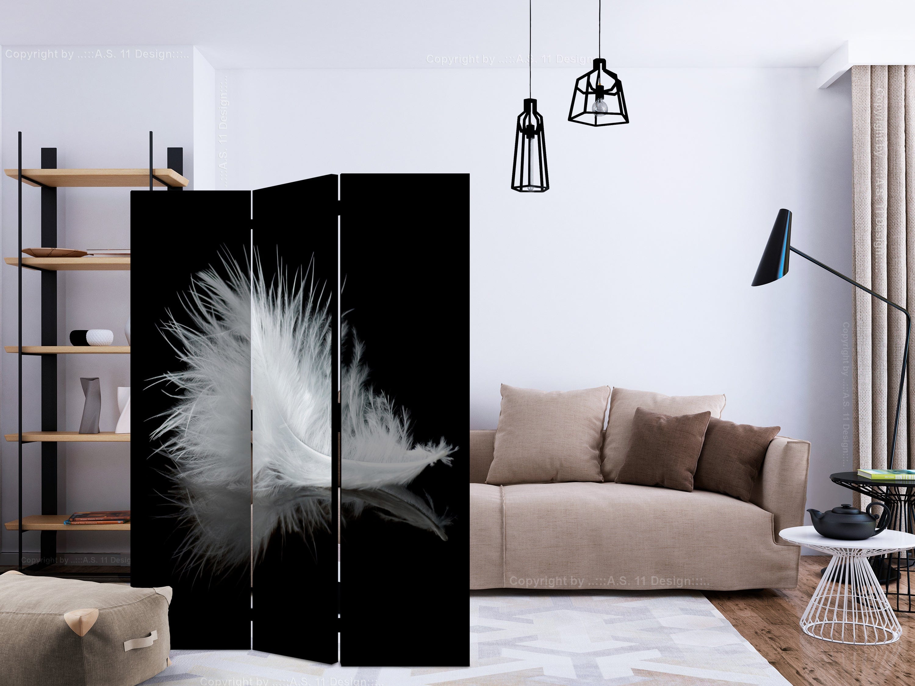Aizslietnis 3-daļīgs - Balta spalviņa (135x172cm) 135x172 cm Home Trends