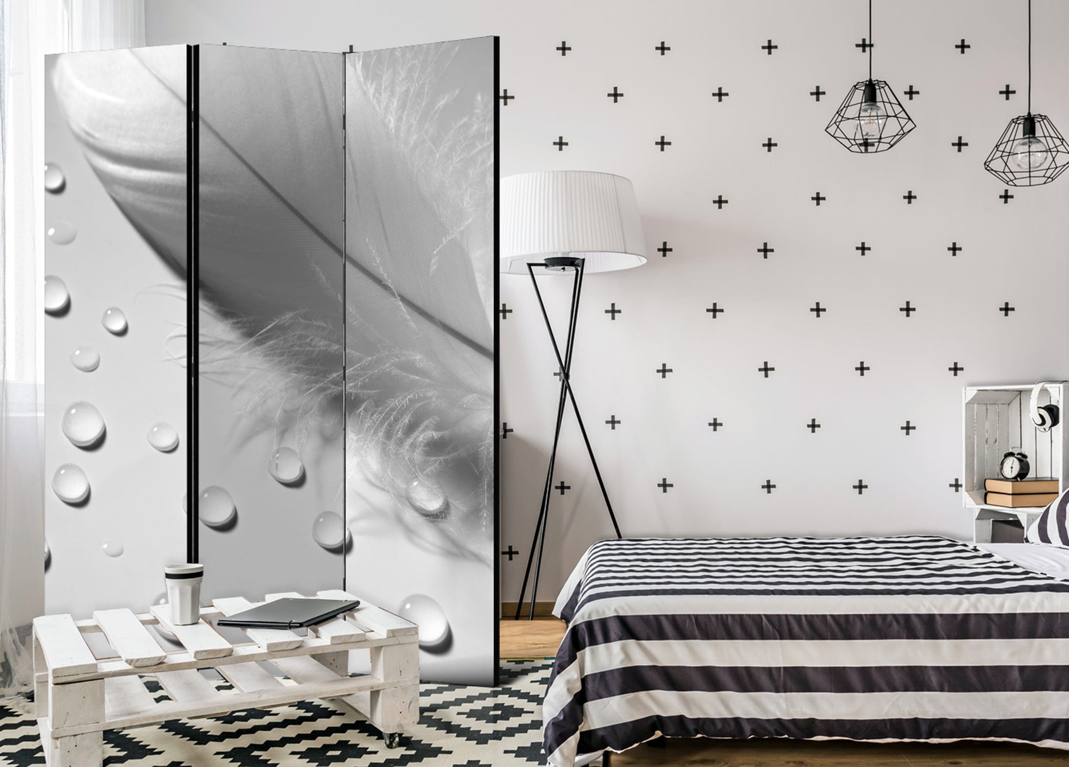 Aizslietnis 3-daļīgs - Balta spalviņa 2. versija (135x172cm) 135x172 cm Home Trends