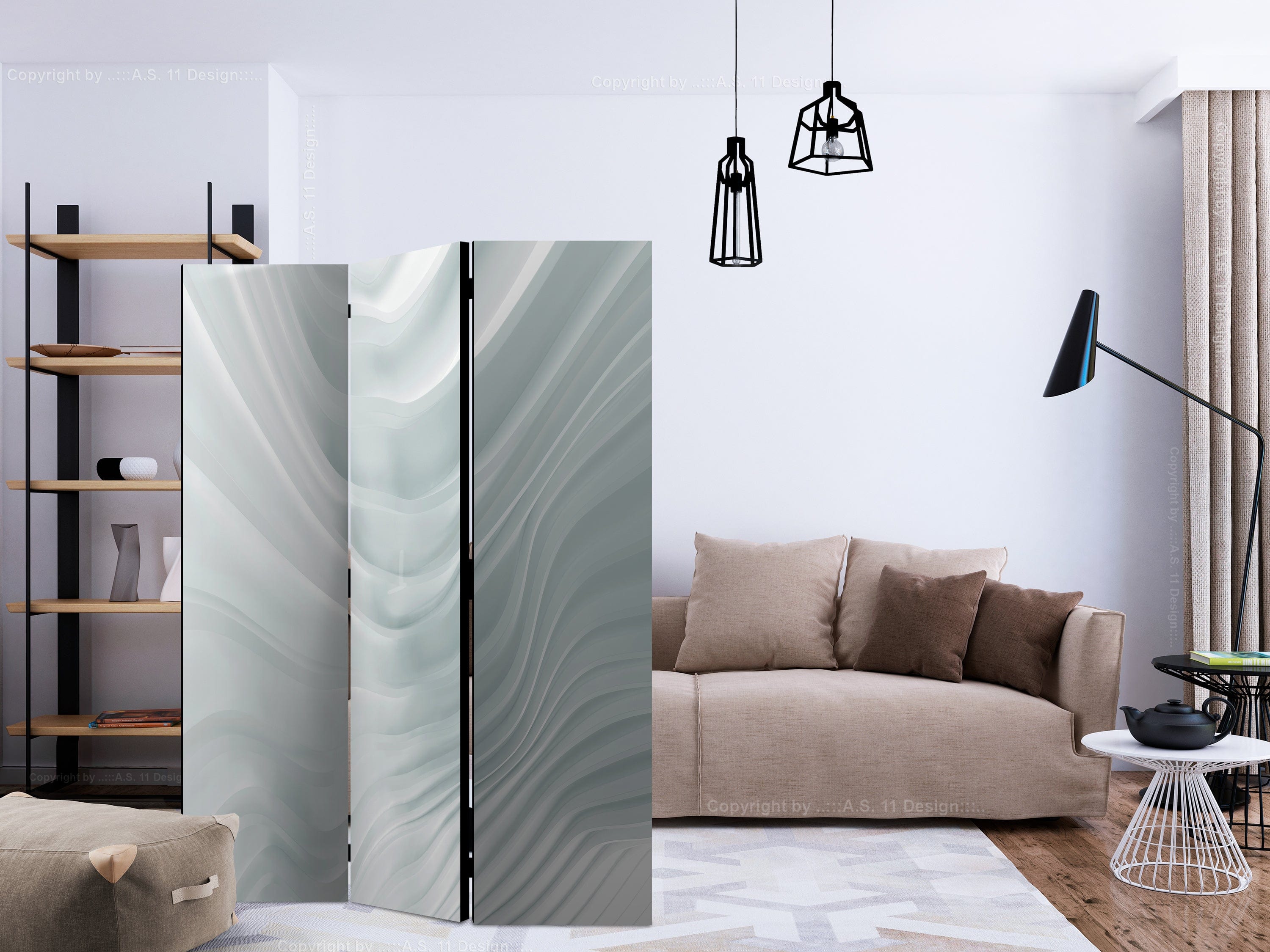 Aizslietnis 3-daļīgs - Balti viļņi (135x172cm) 135x172 cm Home Trends