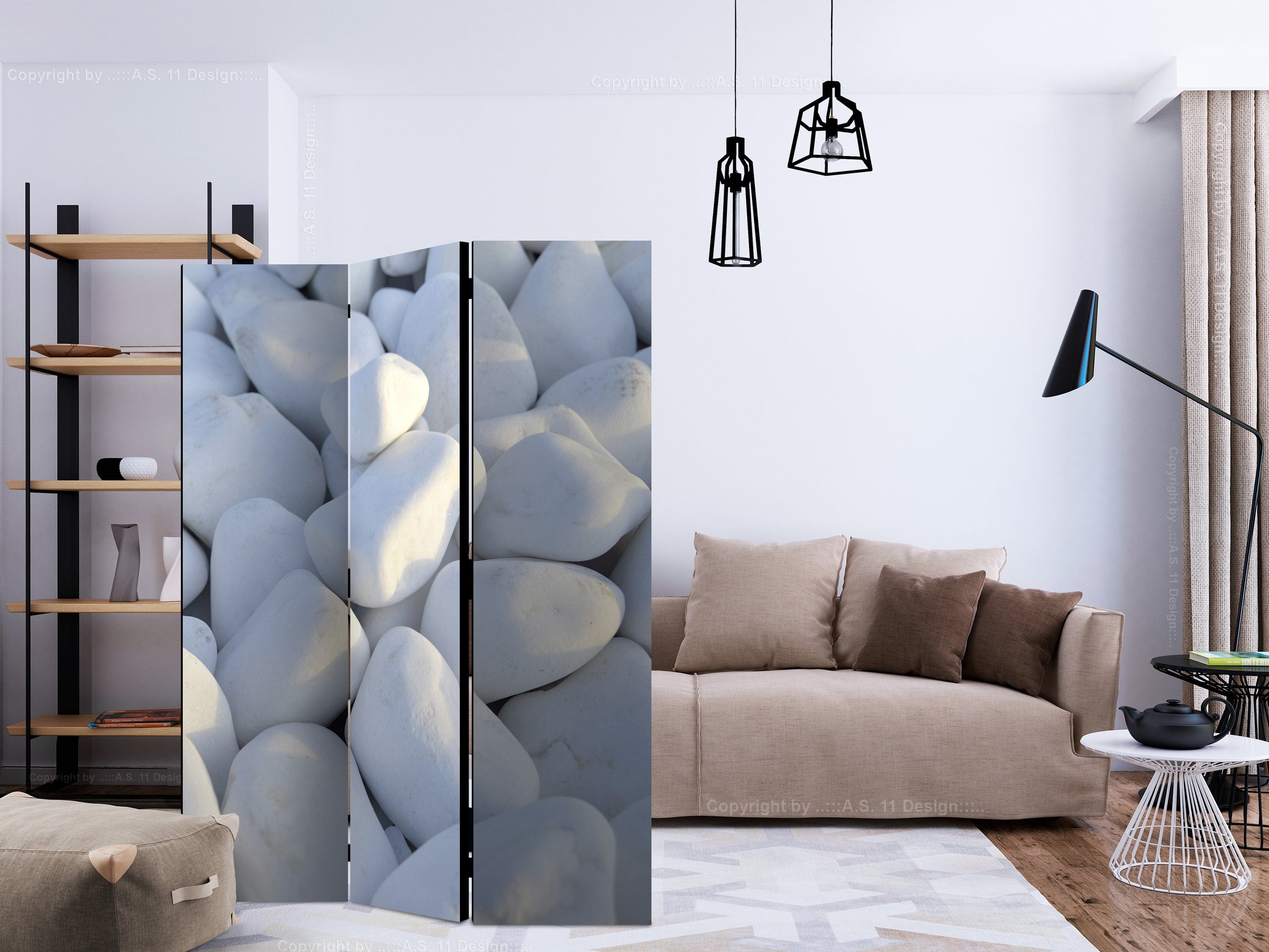 Aizslietnis 3-daļīgs - Baltie oļi (135x172cm) 135x172 cm Home Trends