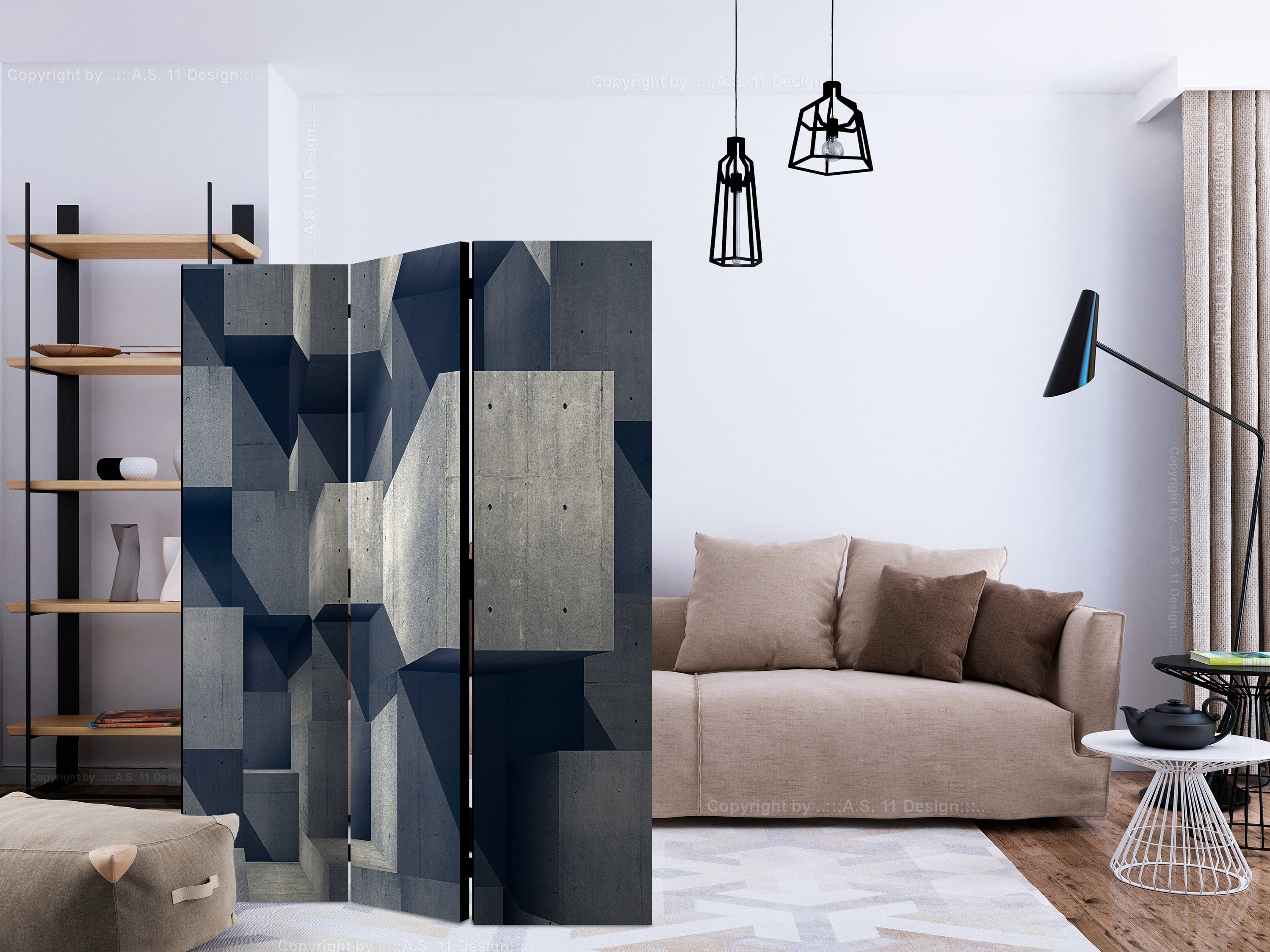Aizslietnis 3-daļīgs - Betona pilsēta (135x172cm) 135x172 cm Home Trends