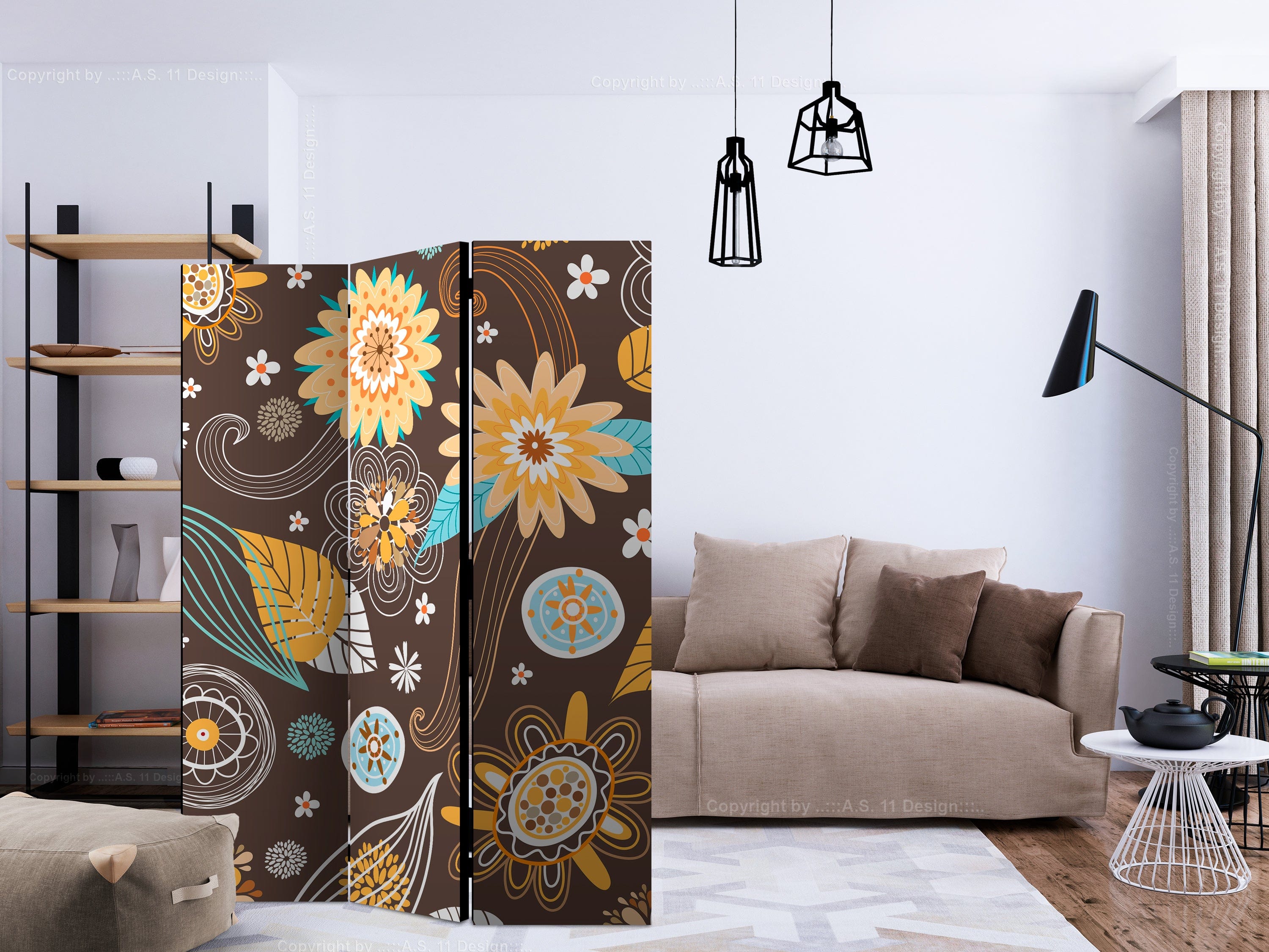 Aizslietnis 3-daļīgs - Caurspīdīgi ziedi (135x172cm) 135x172 cm Home Trends