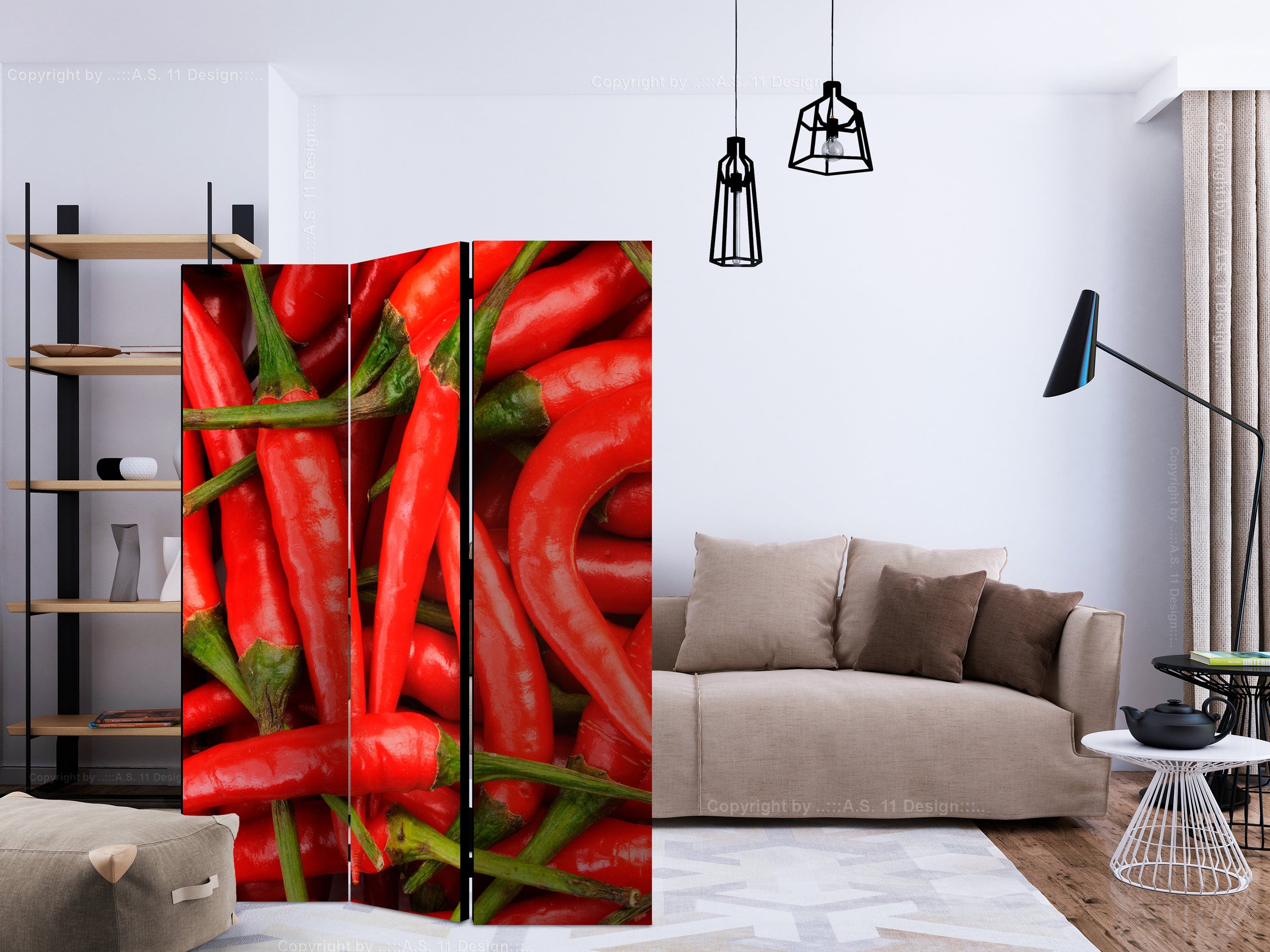 Aizslietnis 3-daļīgs - Čili pipari - fons (135x172cm) 135x172 cm Home Trends