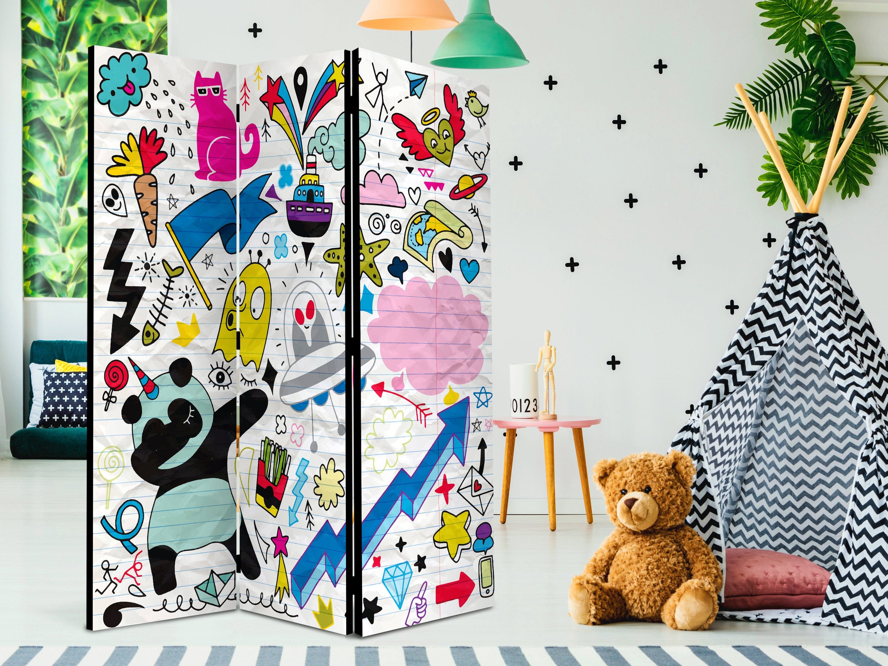 Aizslietnis 3-daļīgs - Enerģiskā panda (135x172cm) 135x172 cm Home Trends