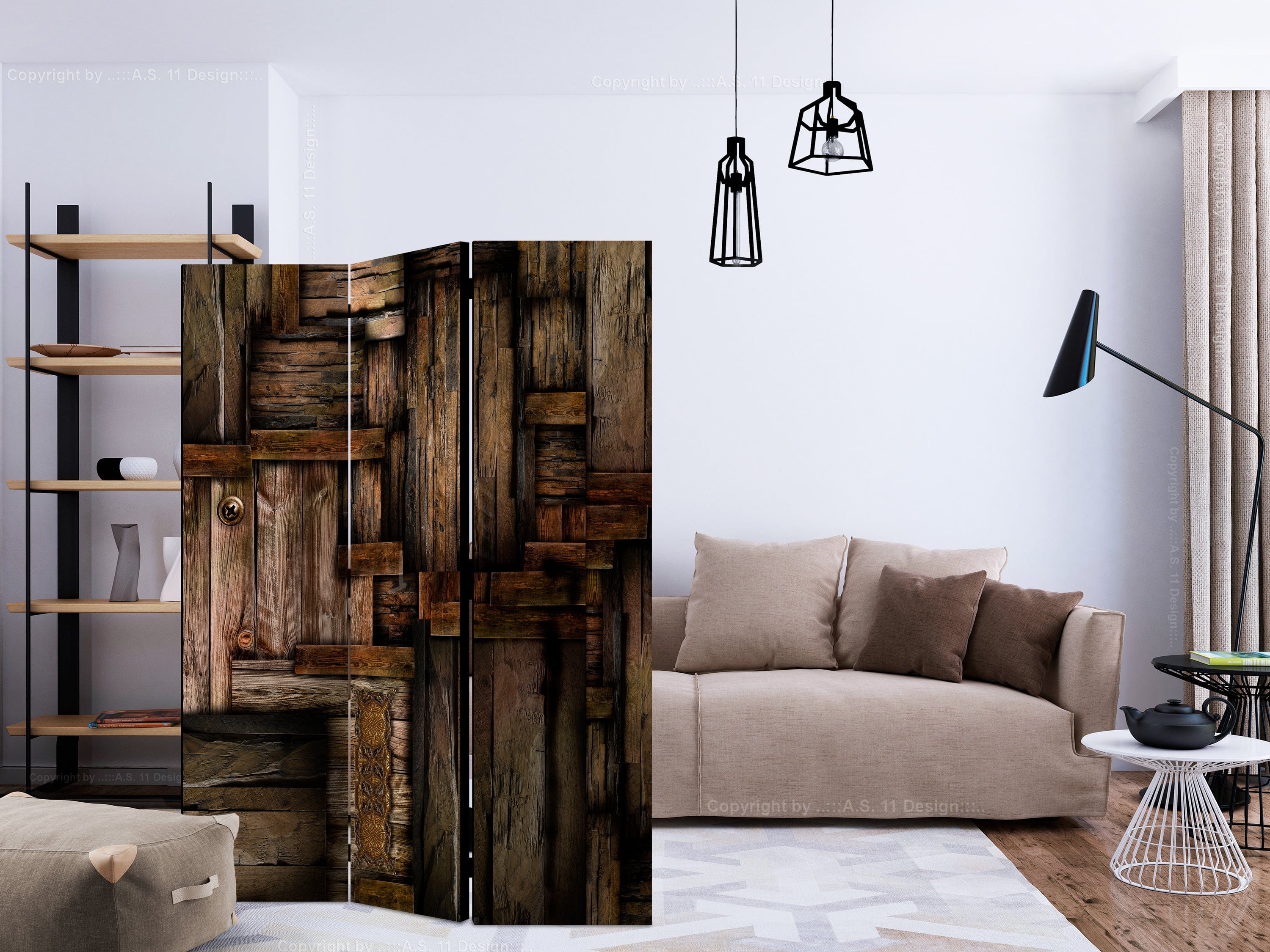 Aizslietnis 3-daļīgs - Koka puzle (135x172cm) 135x172 cm Home Trends