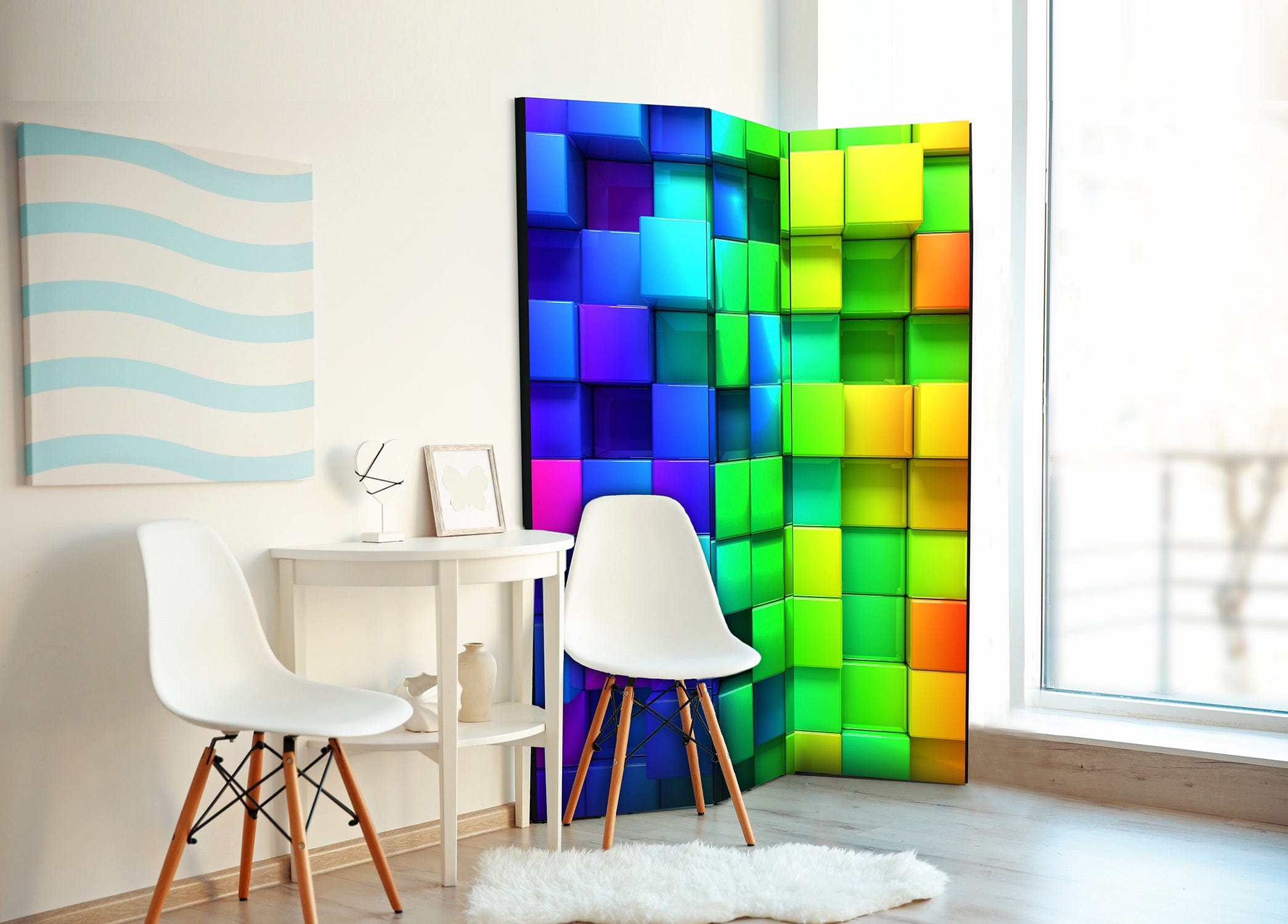 Aizslietnis 3-daļīgs - Krāsaini kubi (135x172cm) 135x172 cm Home Trends