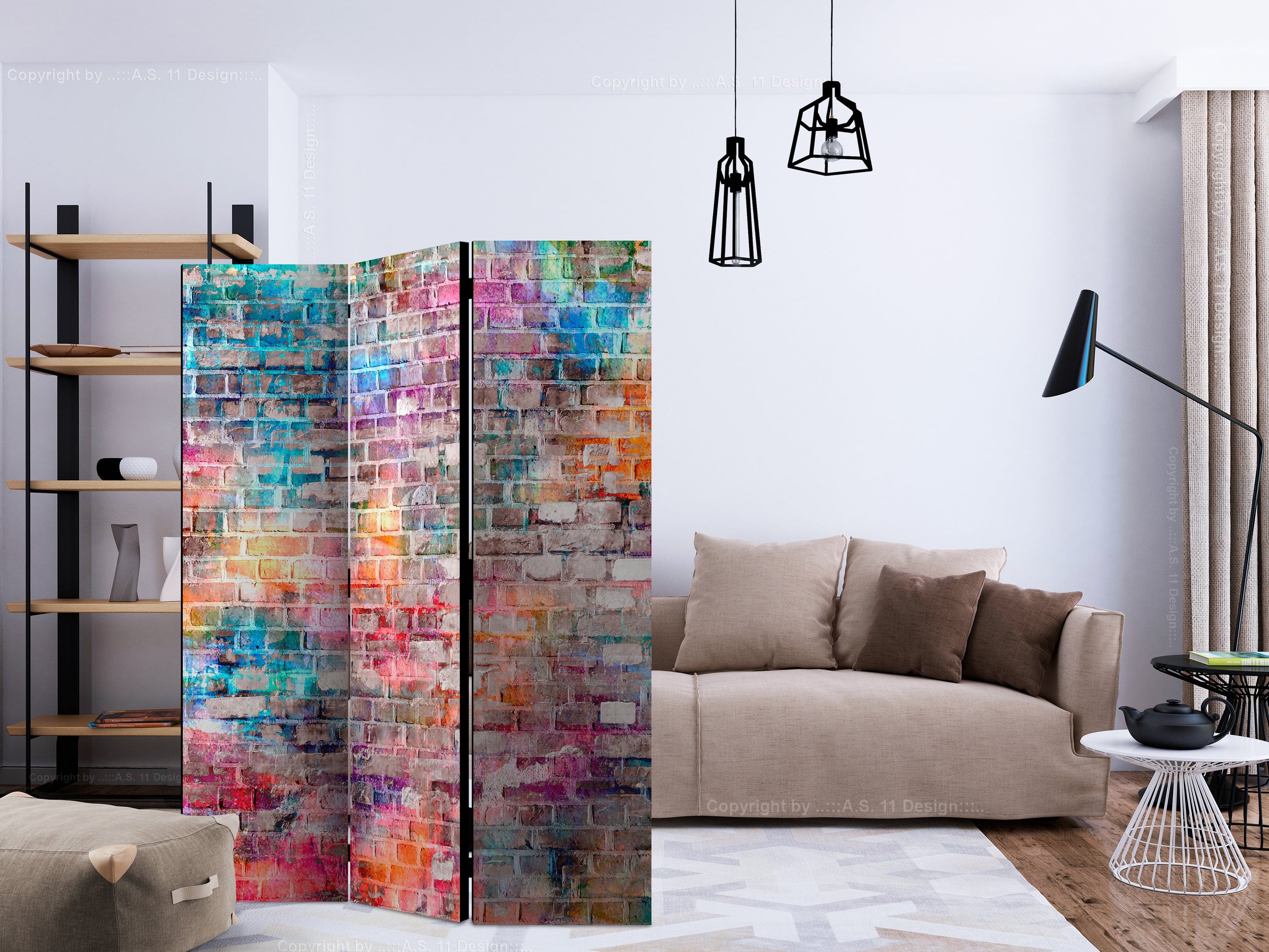 Aizslietnis 3-daļīgs - Krāsains ķieģelis (135x172cm) 135x172 cm Home Trends