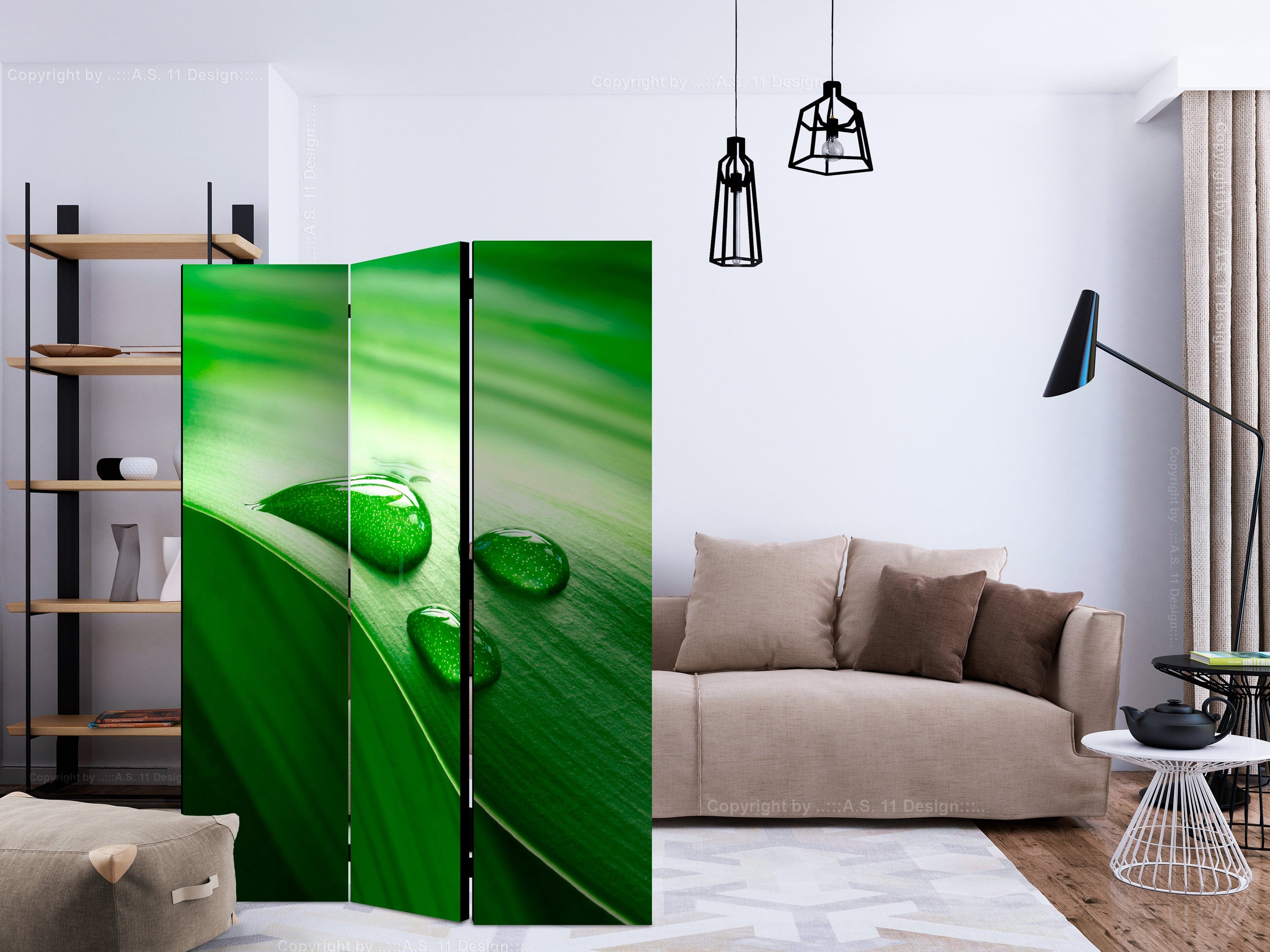 Aizslietnis 3-daļīgs - Lapa un trīs ūdens pilieni (135x172cm) 135x172 cm Home Trends