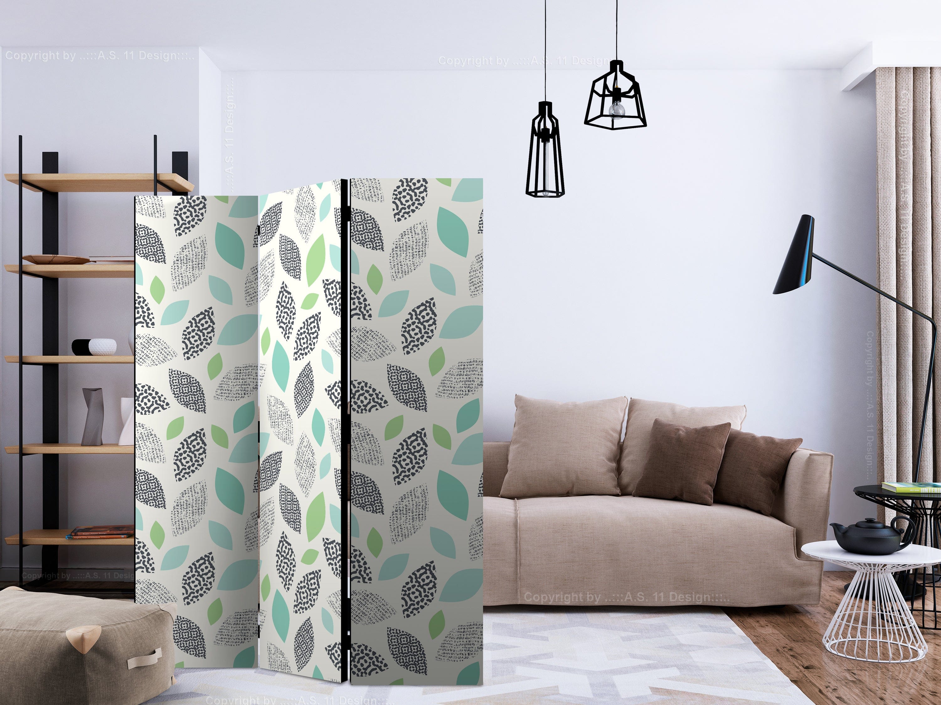 Aizslietnis 3-daļīgs - Lapas ar rakstu (135x172cm) 135x172 cm Home Trends