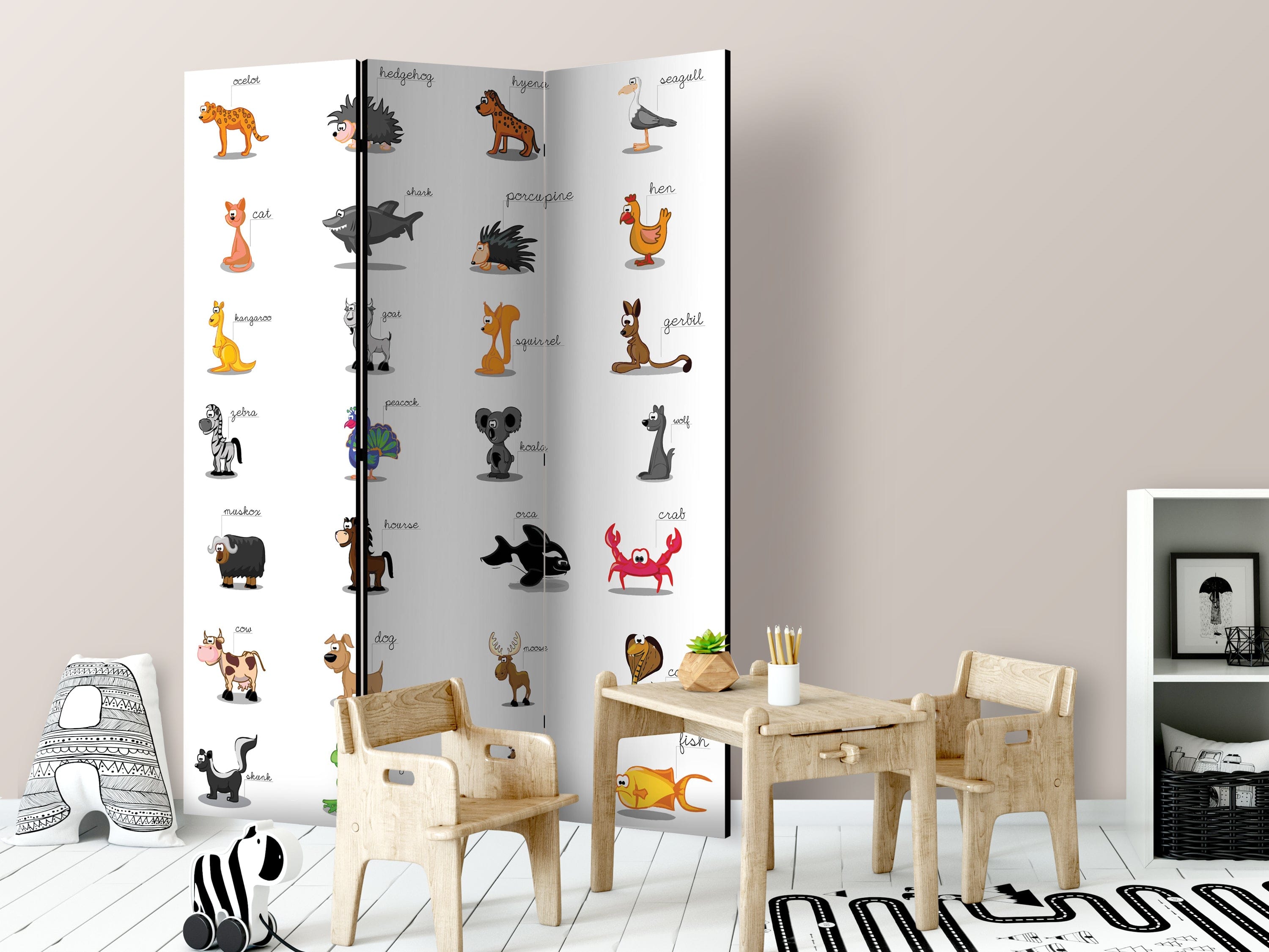 Aizslietnis 3-daļīgs - Mācīties, draudzēties, spēlēties (dzīvnieki) (135x172cm) 135x172 cm Home Trends