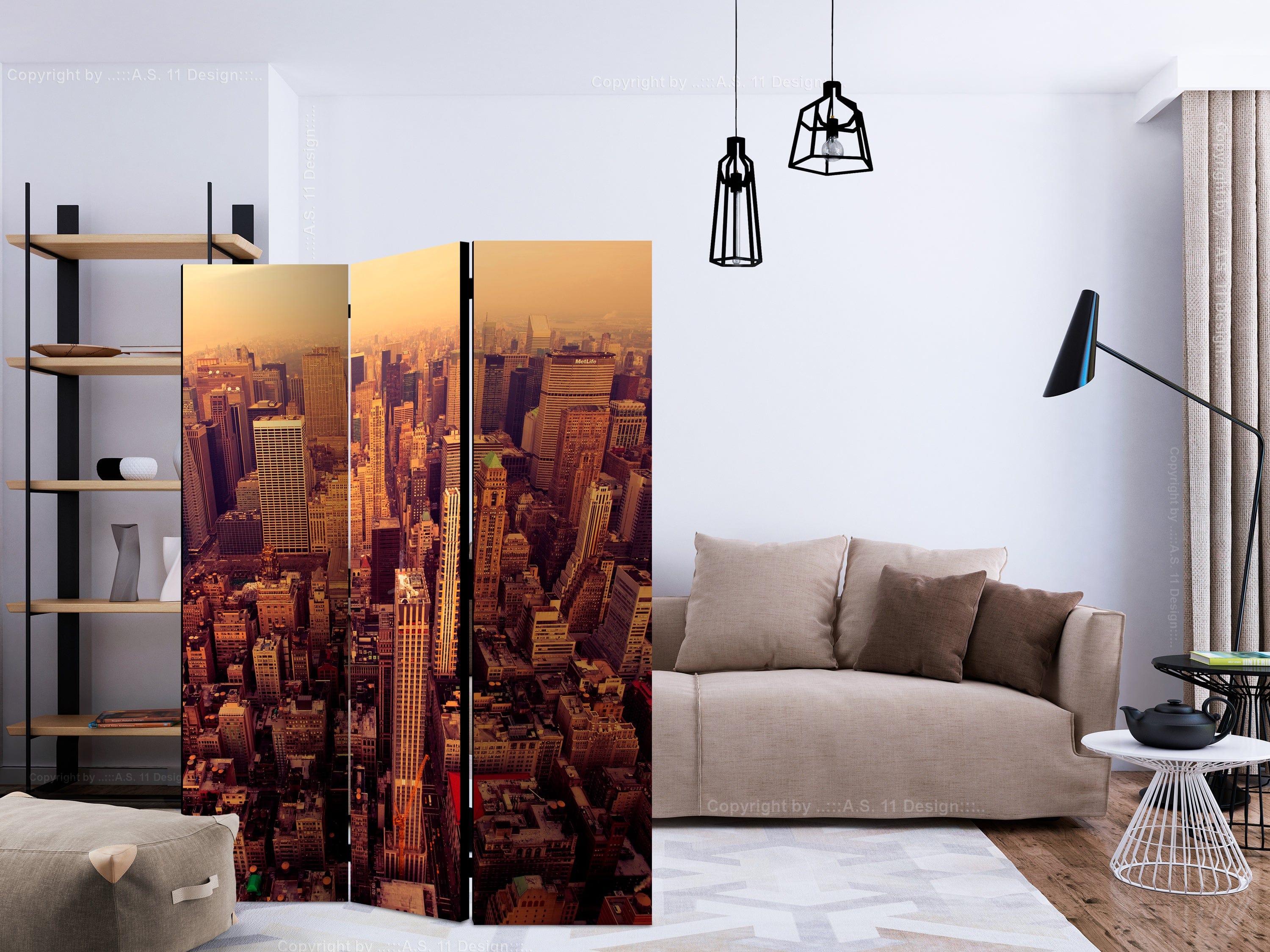 Aizslietnis 3-daļīgs - Manhetenas skats no putna lidojuma, Ņujorka (135x172cm) 135x172 cm Home Trends
