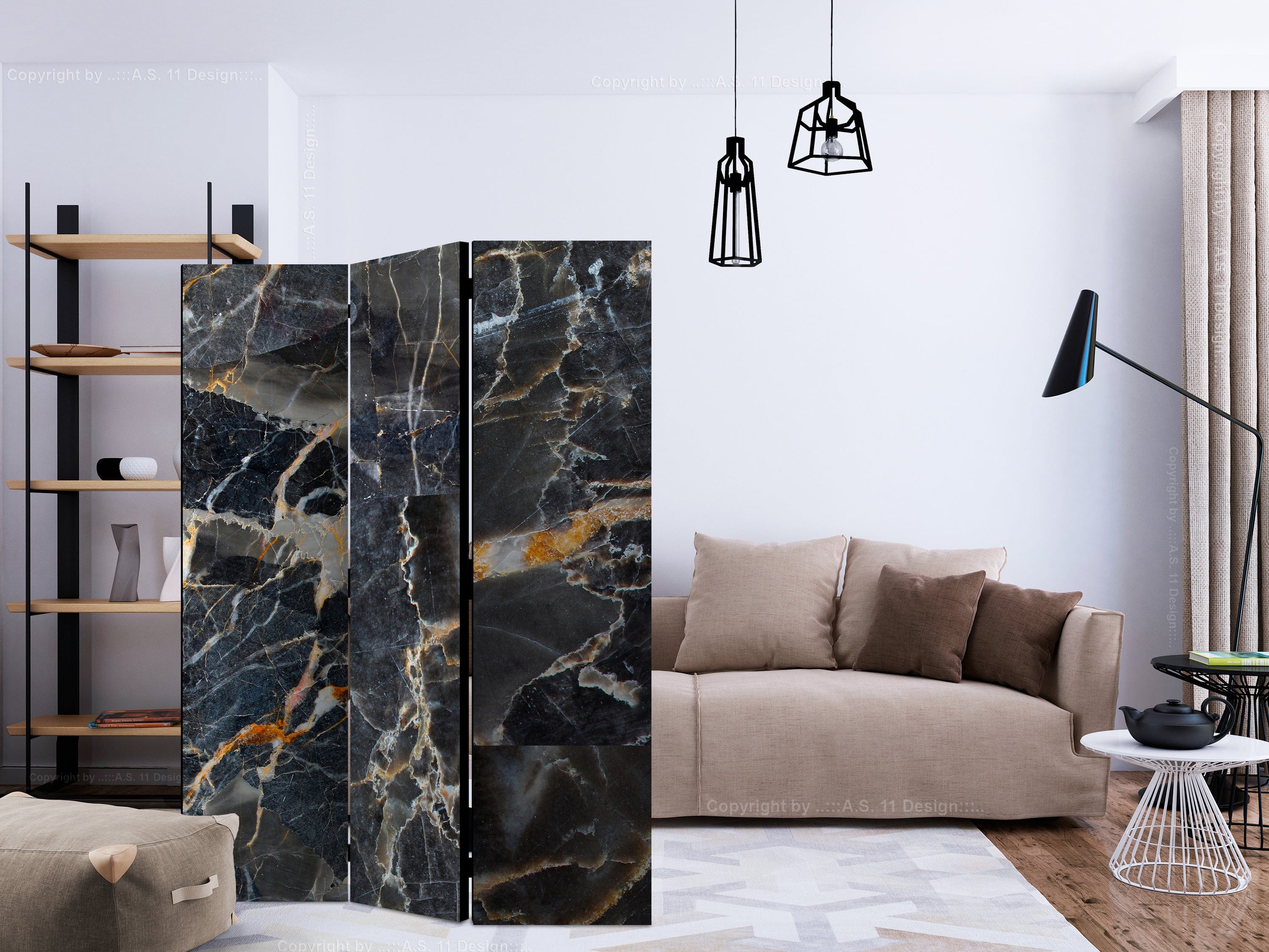 Aizslietnis 3-daļīgs - Melns marmors (135x172cm) 135x172 cm Home Trends