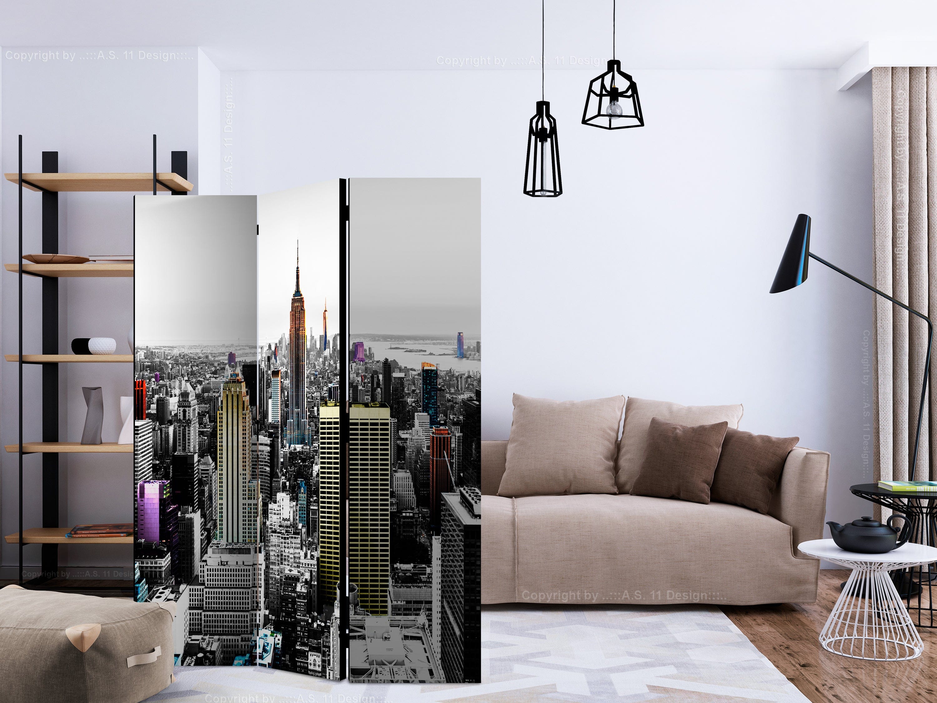 Aizslietnis 3-daļīgs - Mirdzoši debesskrāpji  (135x172cm) 135x172 cm Home Trends