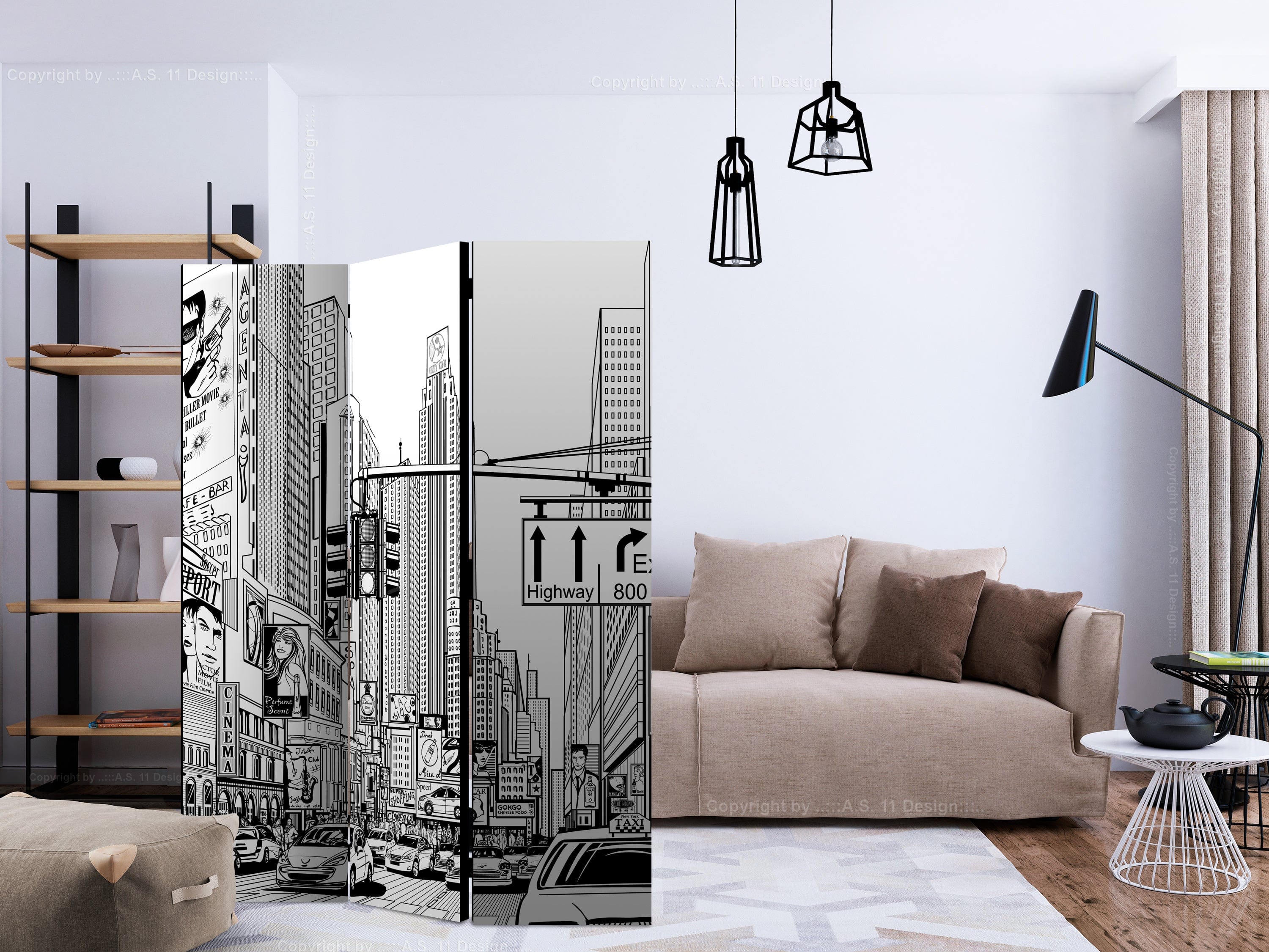 Aizslietnis 3-daļīgs - Ņujorkas pilsētas iela (135x172cm) 135x172 cm Home Trends