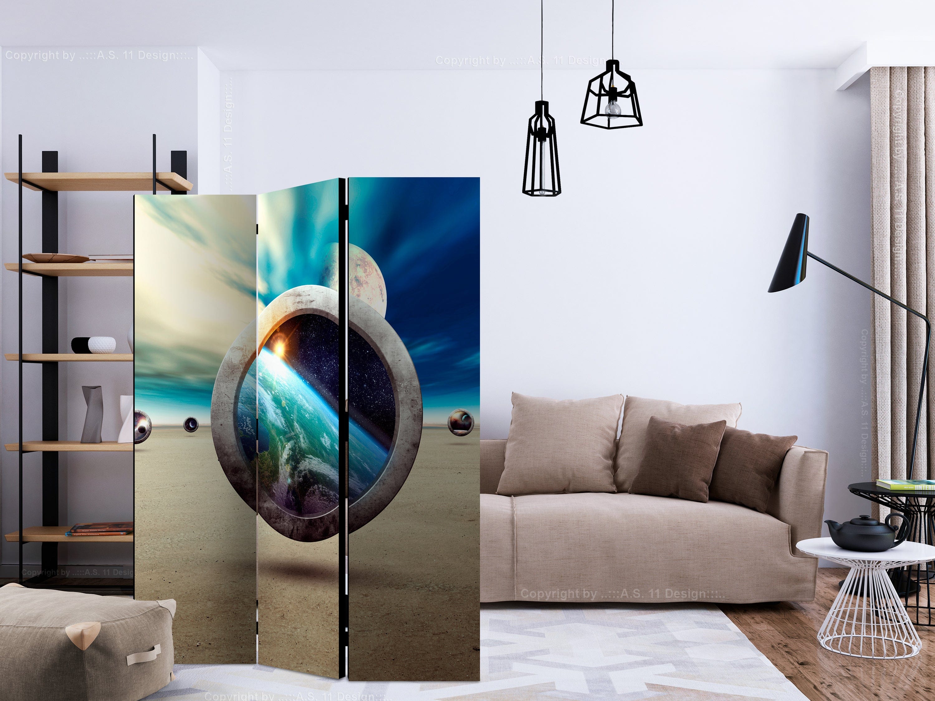 Aizslietnis 3-daļīgs - Pastaiga pa planētu (135x172cm) 135x172 cm Home Trends