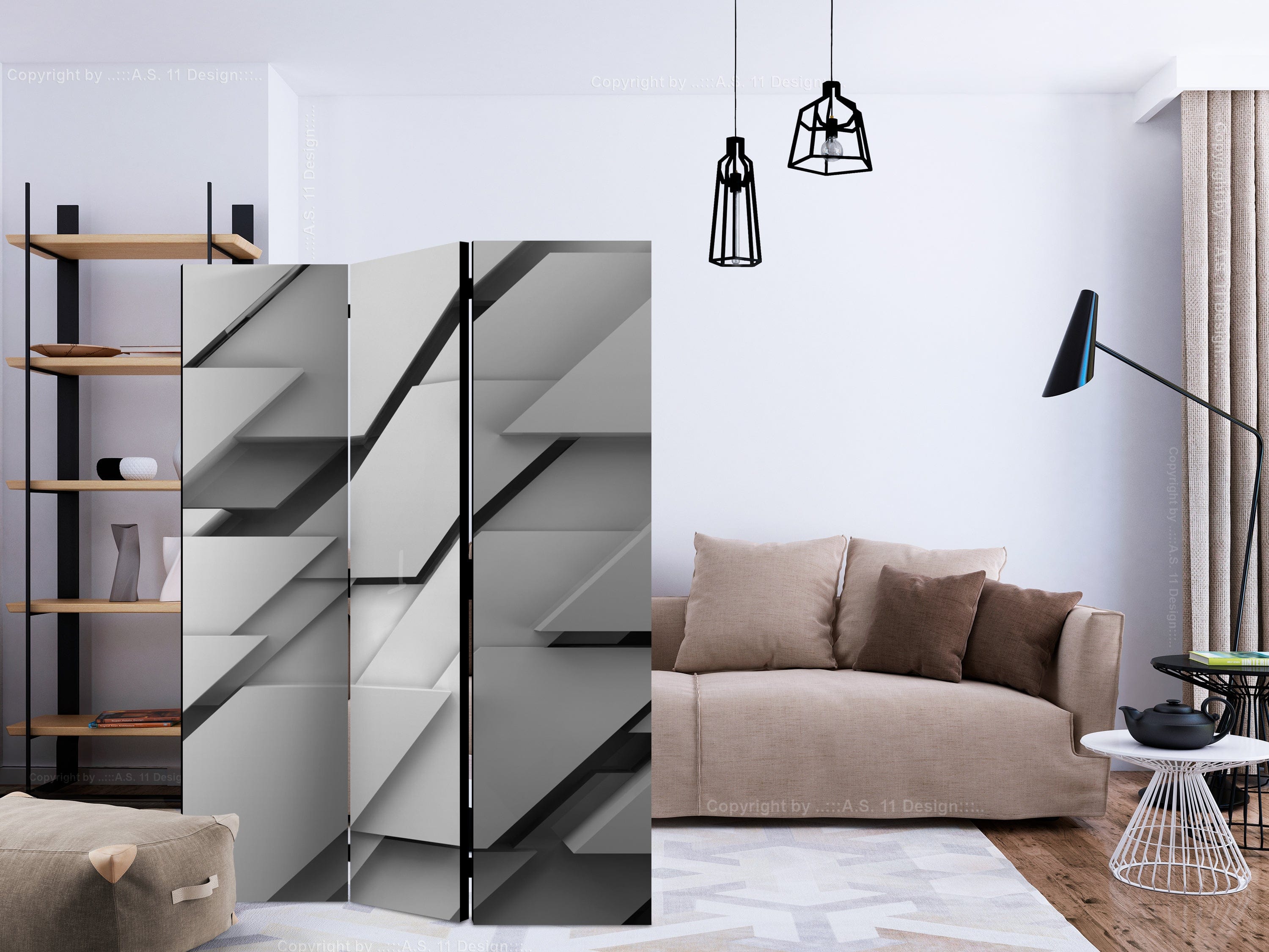 Aizslietnis 3-daļīgs - Pelēkas plāksnes  (135x172cm) 135x172 cm Home Trends