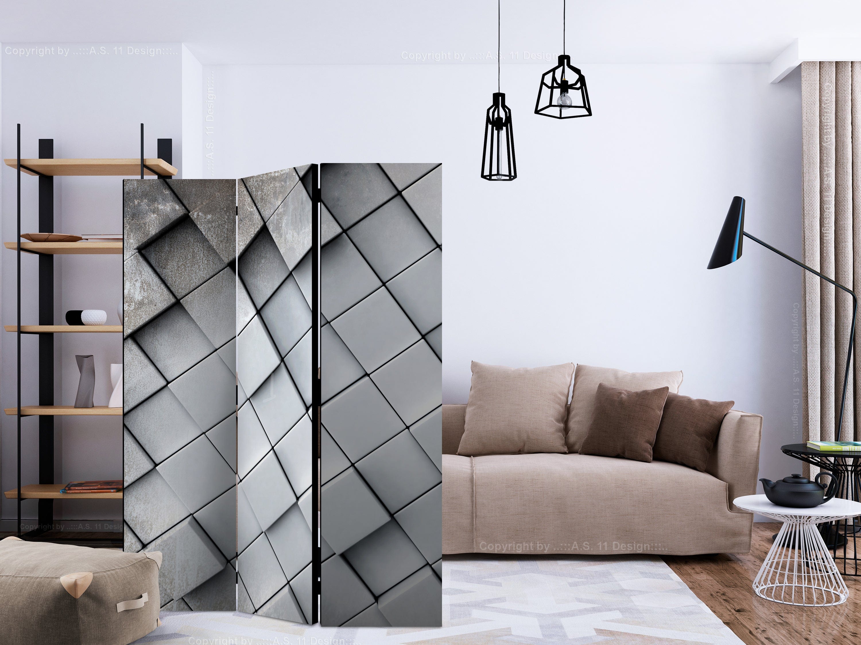 Aizslietnis 3-daļīgs - Pelēks fons 3D (135x172cm) 135x172 cm Home Trends