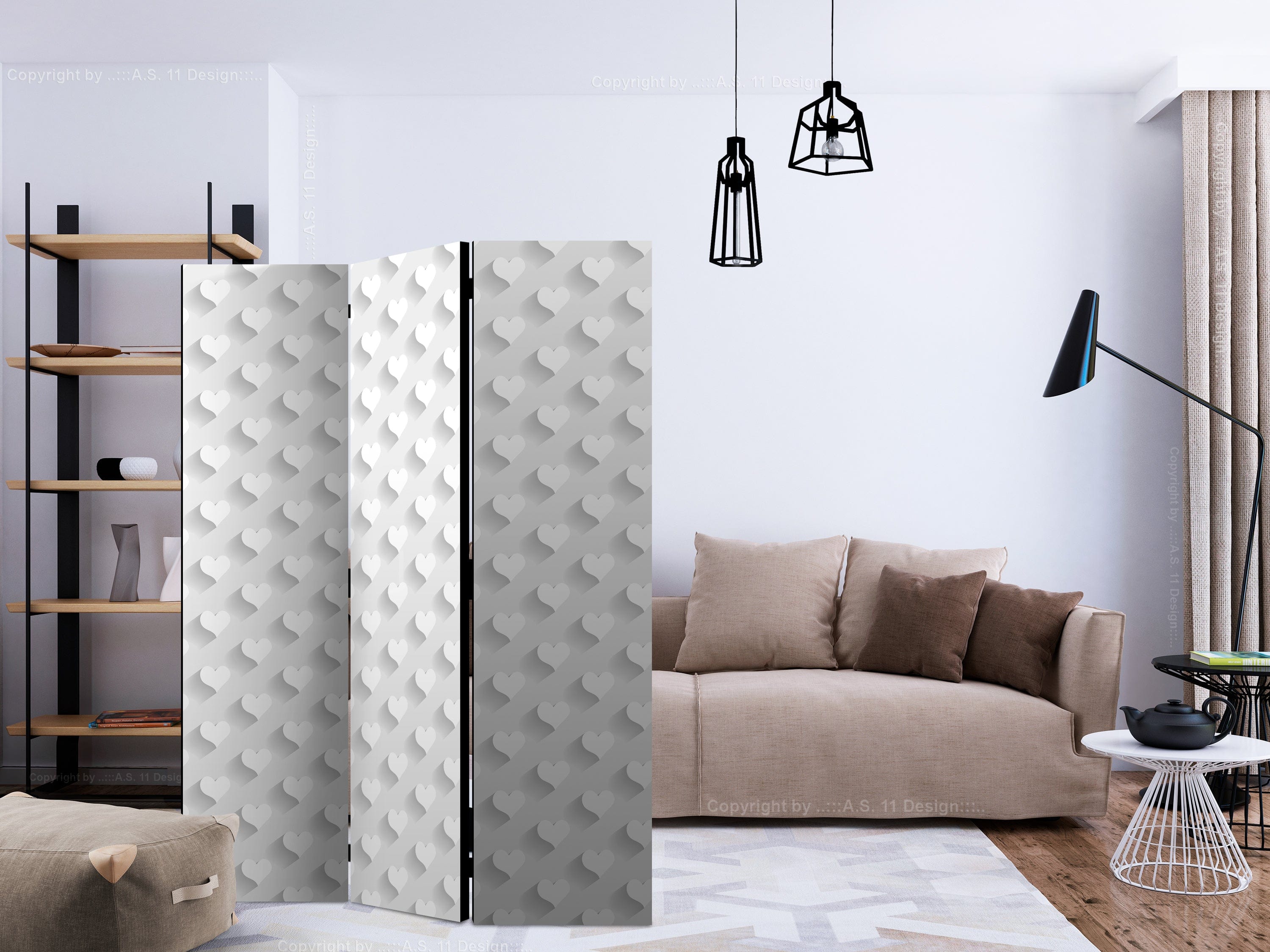 Aizslietnis 3-daļīgs - Pelēks sirdis (135x172cm) 135x172 cm Home Trends