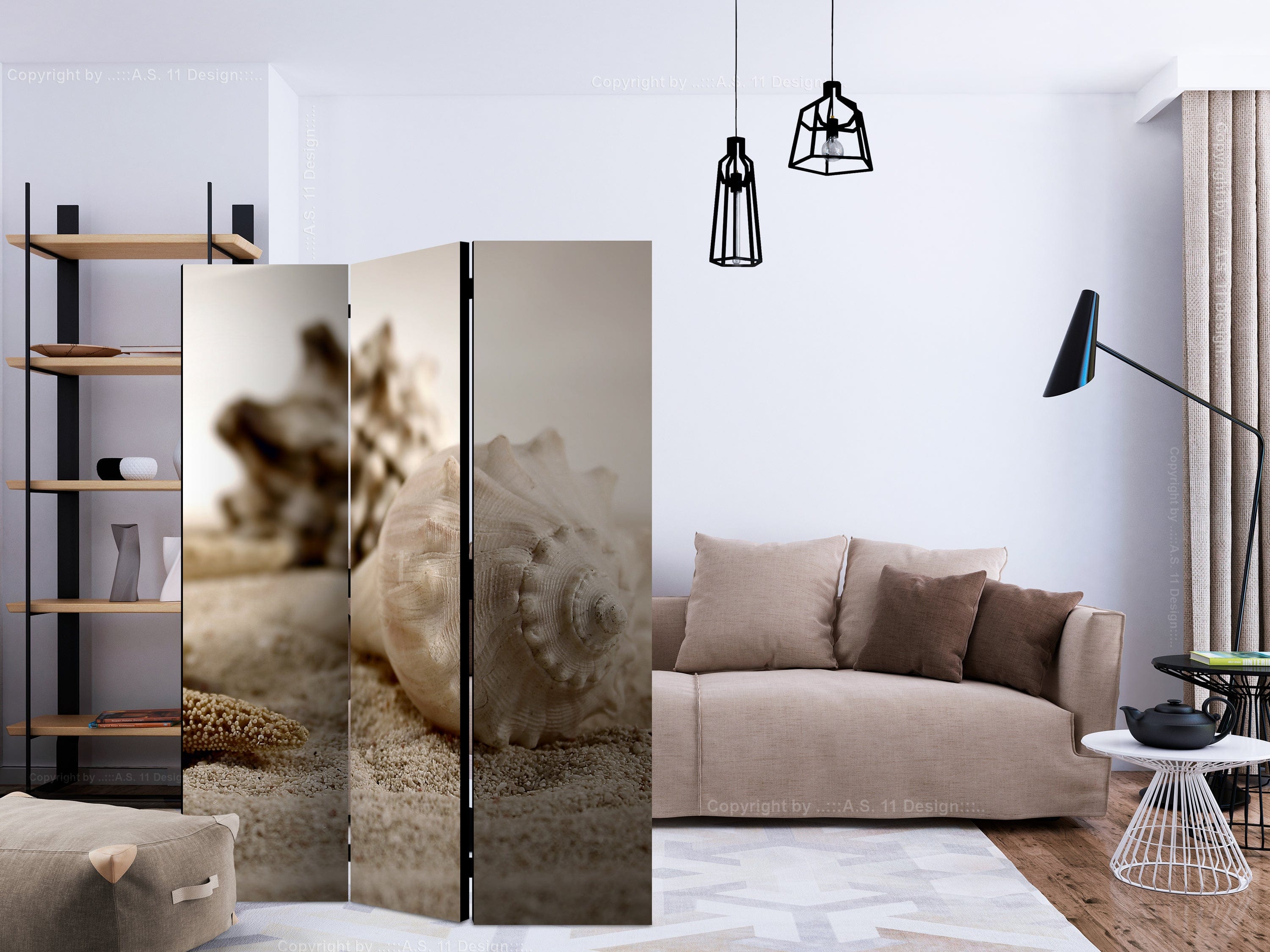 Aizslietnis 3-daļīgs - Pludmale un gliemežvāks (135x172cm) 135x172 cm Home Trends