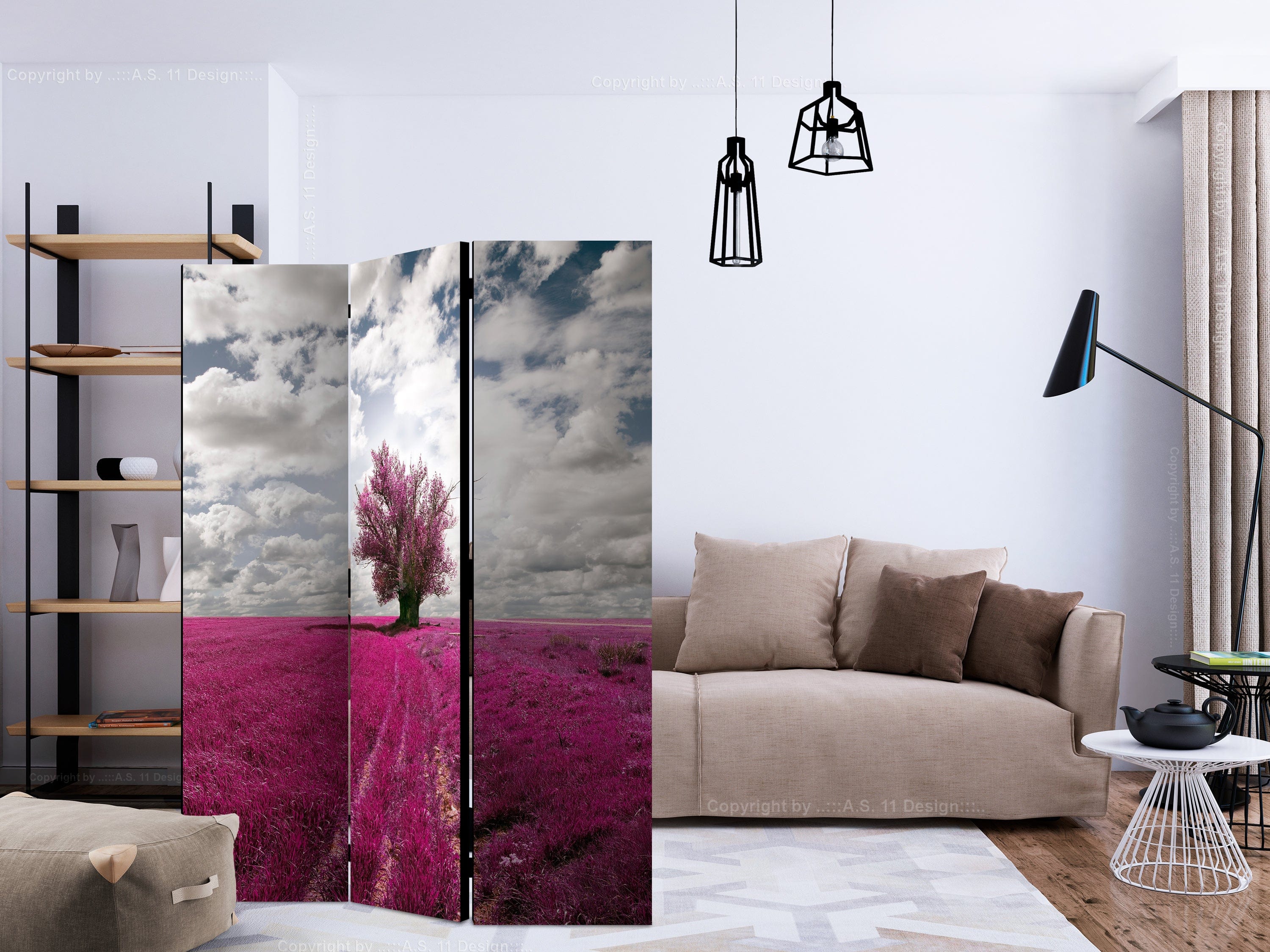 Aizslietnis 3-daļīgs - Purpursarkanā pļava (135x172cm) 135x172 cm Home Trends