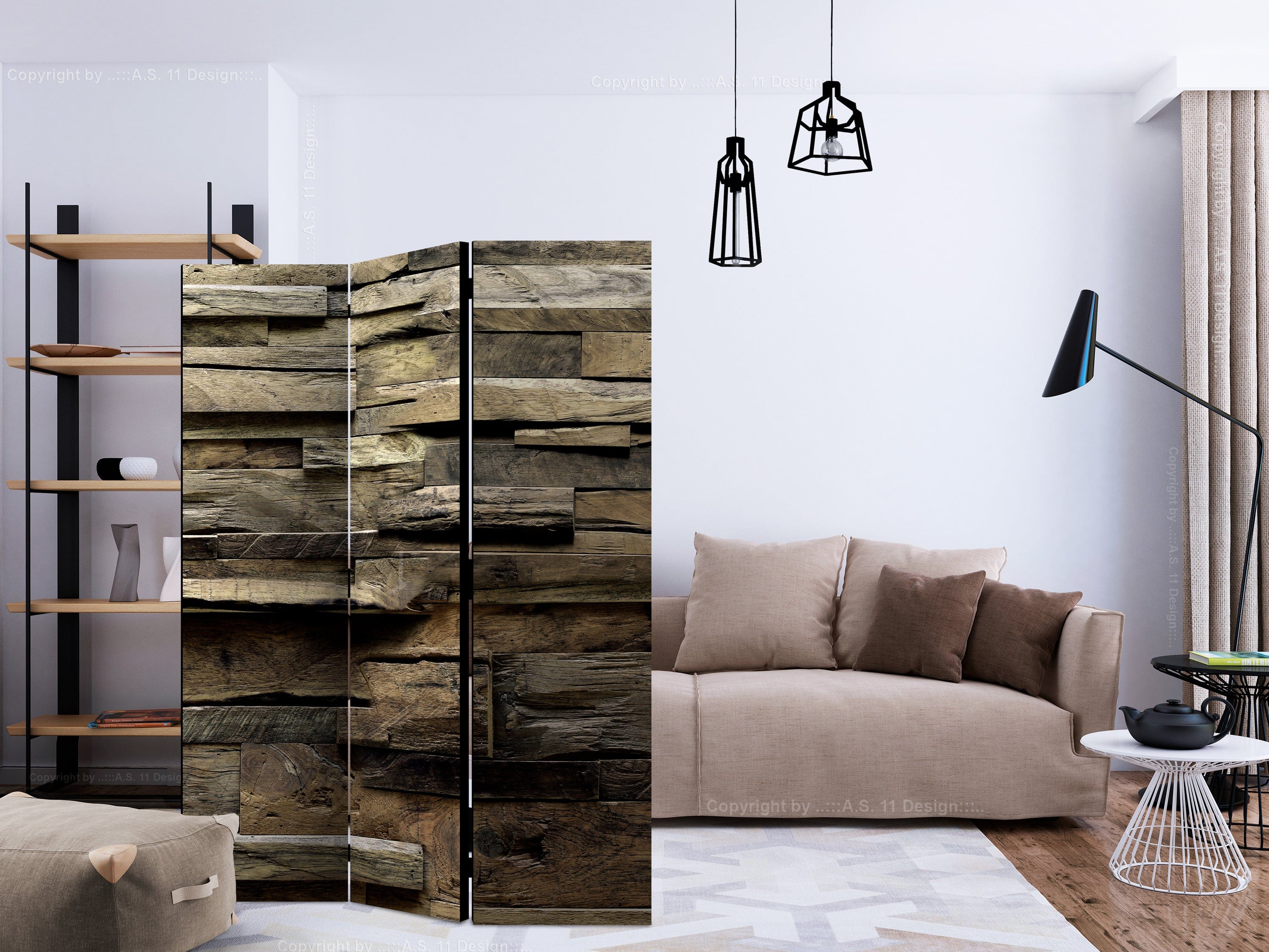 Aizslietnis 3-daļīgs - Rustikālais stils - lauku māja (135x172cm) 135x172 cm Home Trends