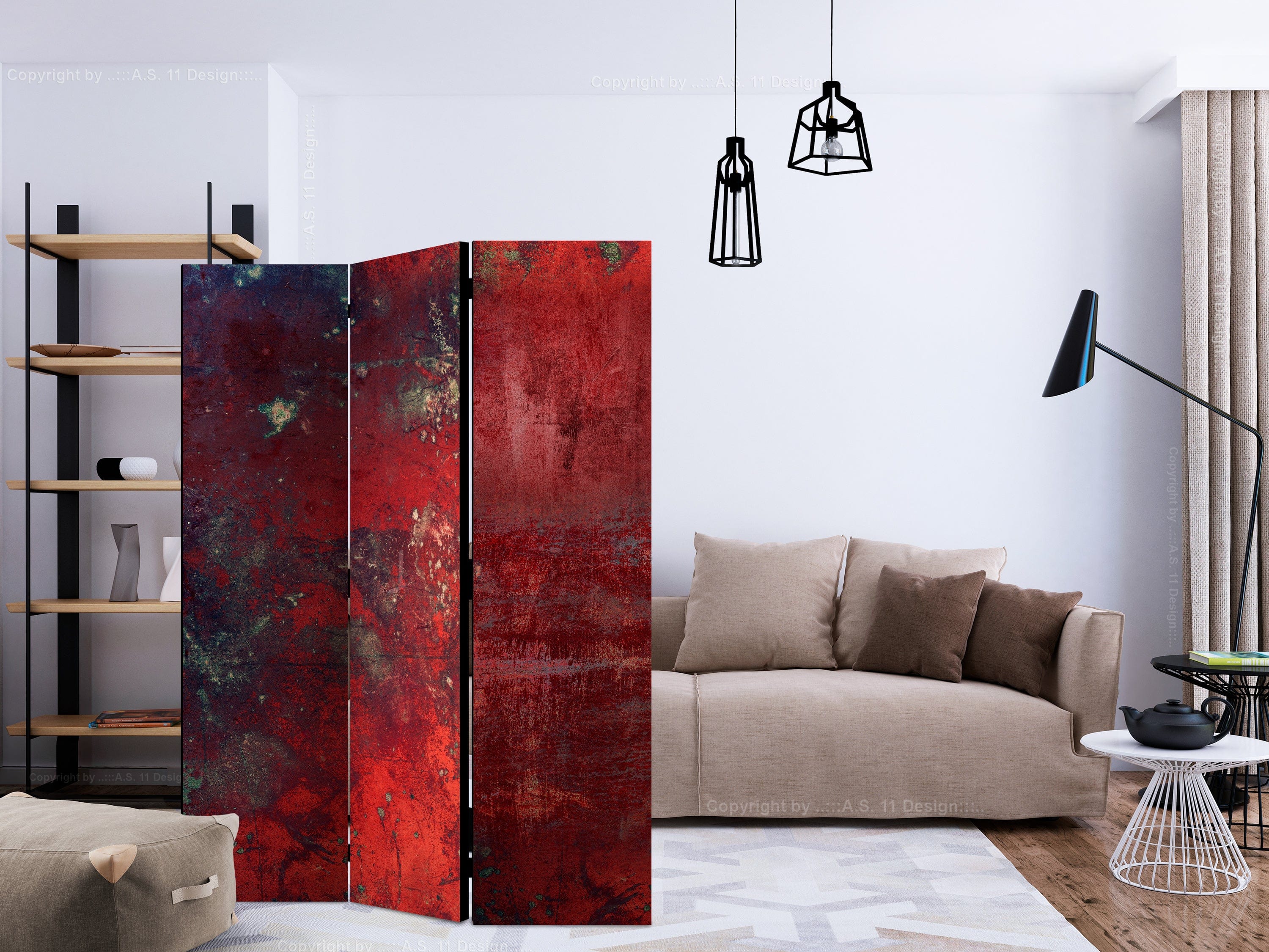 Aizslietnis 3-daļīgs - Sarkans betons (135x172cm) 135x172 cm Home Trends