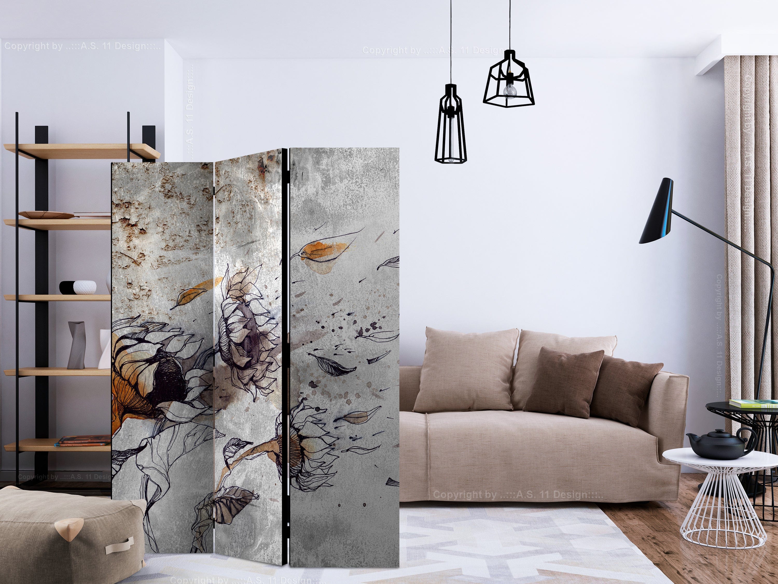 Aizslietnis 3-daļīgs - Saulespuķes un vējš (135x172cm) 135x172 cm Home Trends