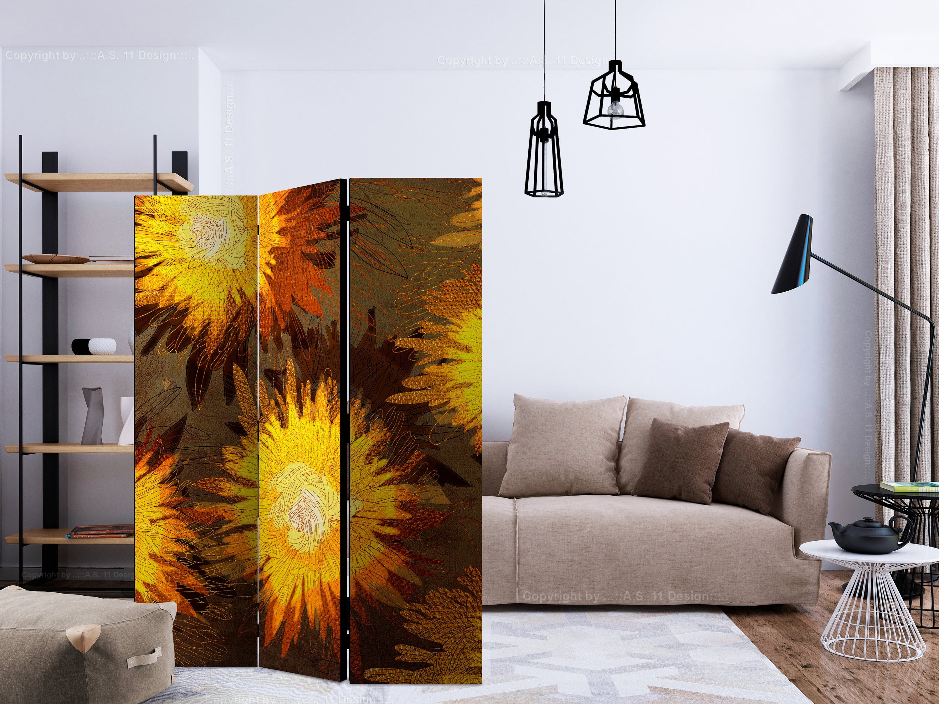Aizslietnis 3-daļīgs - Saulespuķu deja (135x172cm) 135x172 cm Home Trends