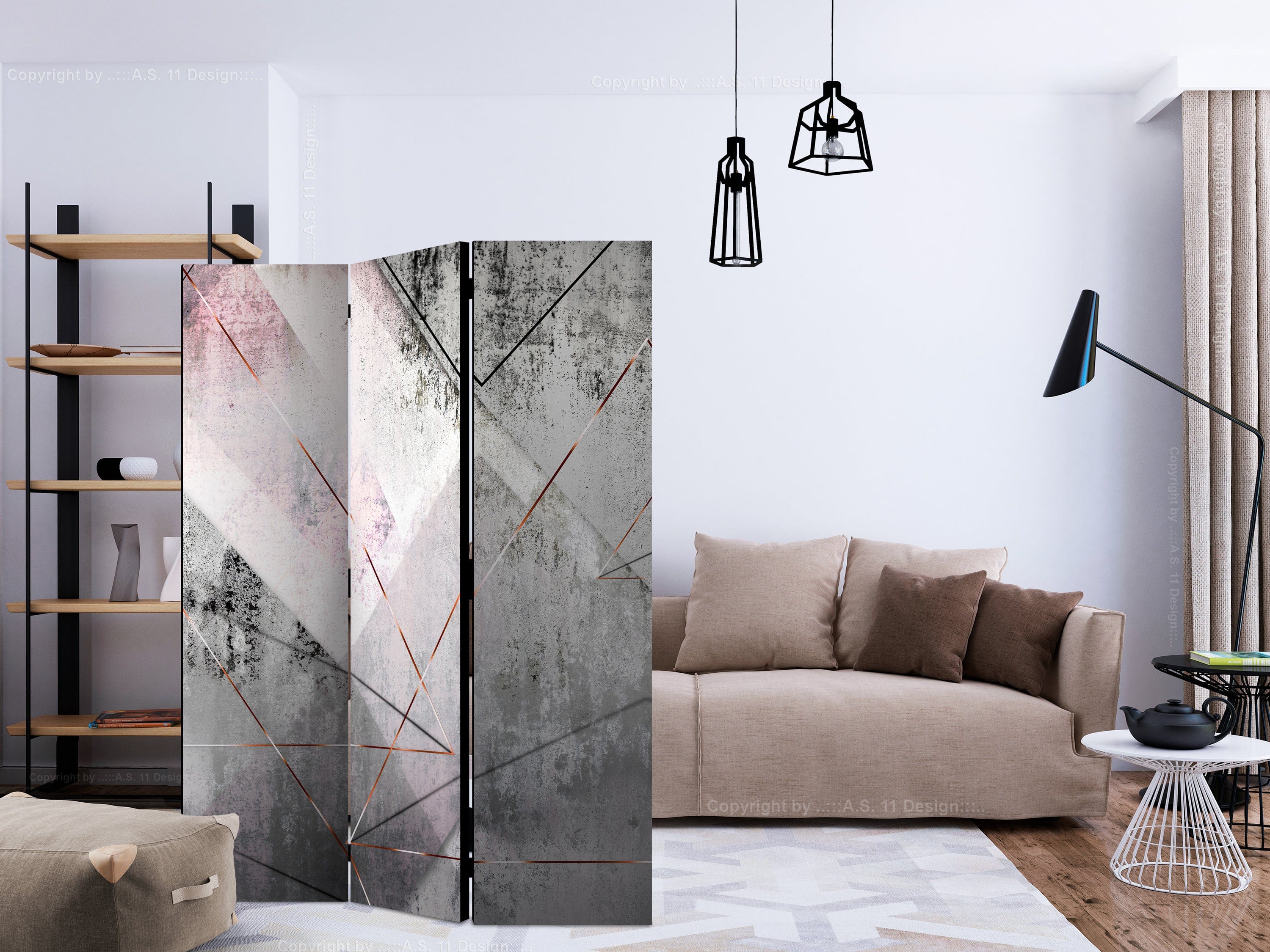 Aizslietnis 3-daļīgs - Trīsstūru perspektīva (135x172cm) 135x172 cm Home Trends