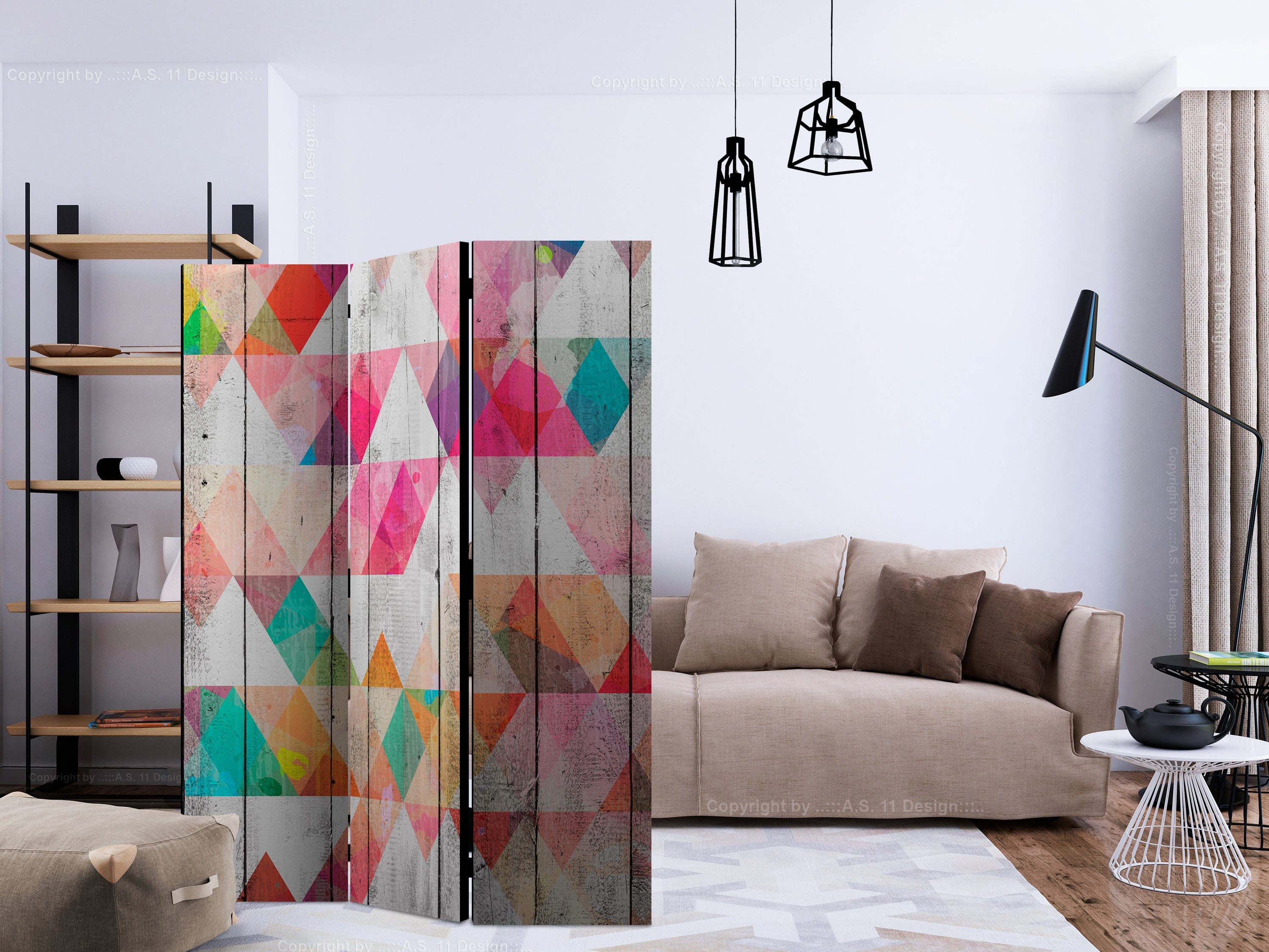 Aizslietnis 3-daļīgs - Varavīksnes trīsstūri (135x172cm) 135x172 cm Home Trends