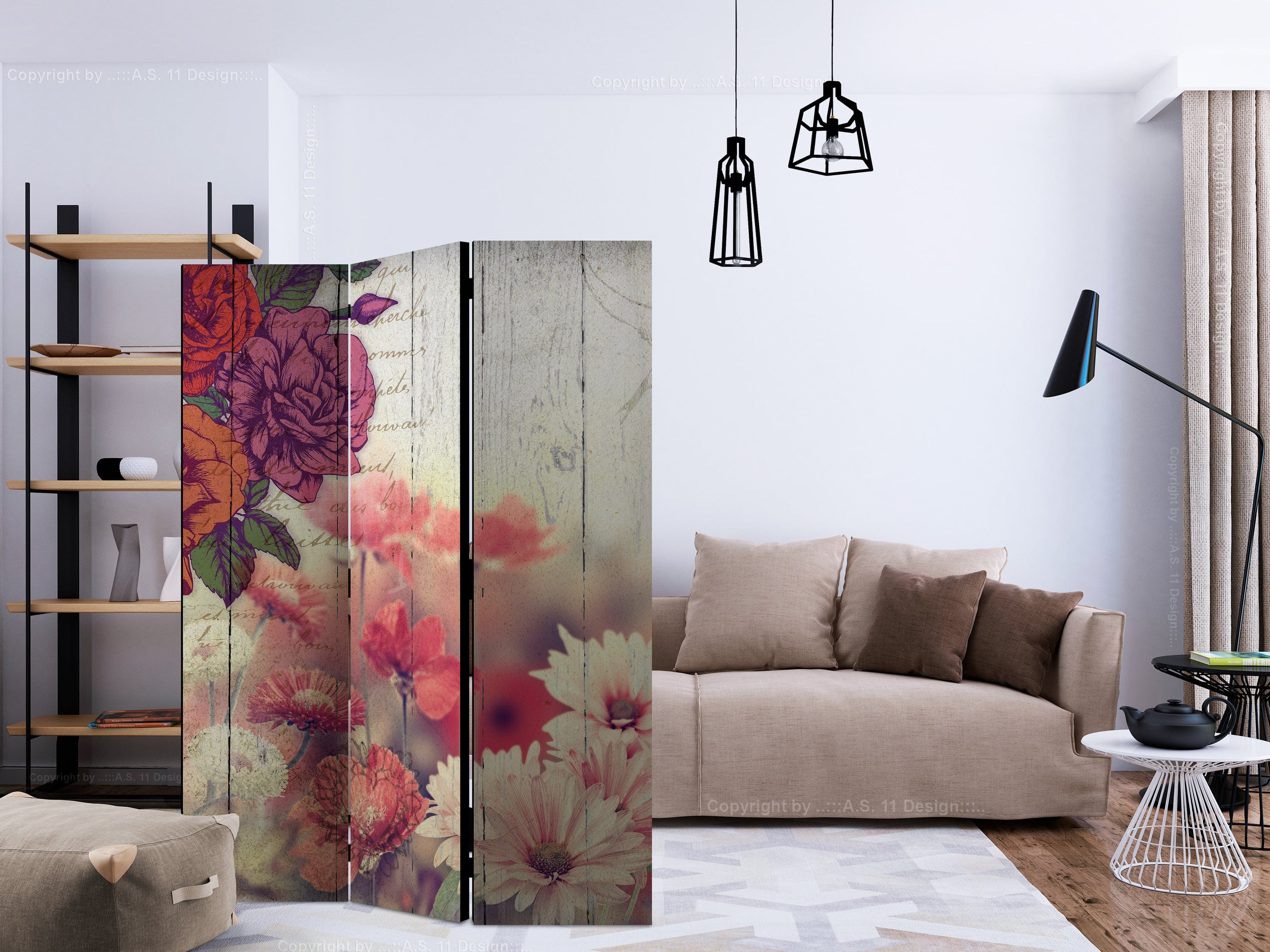 Aizslietnis 3-daļīgs - Vintāžas ziedi (135x172cm) 135x172 cm Home Trends
