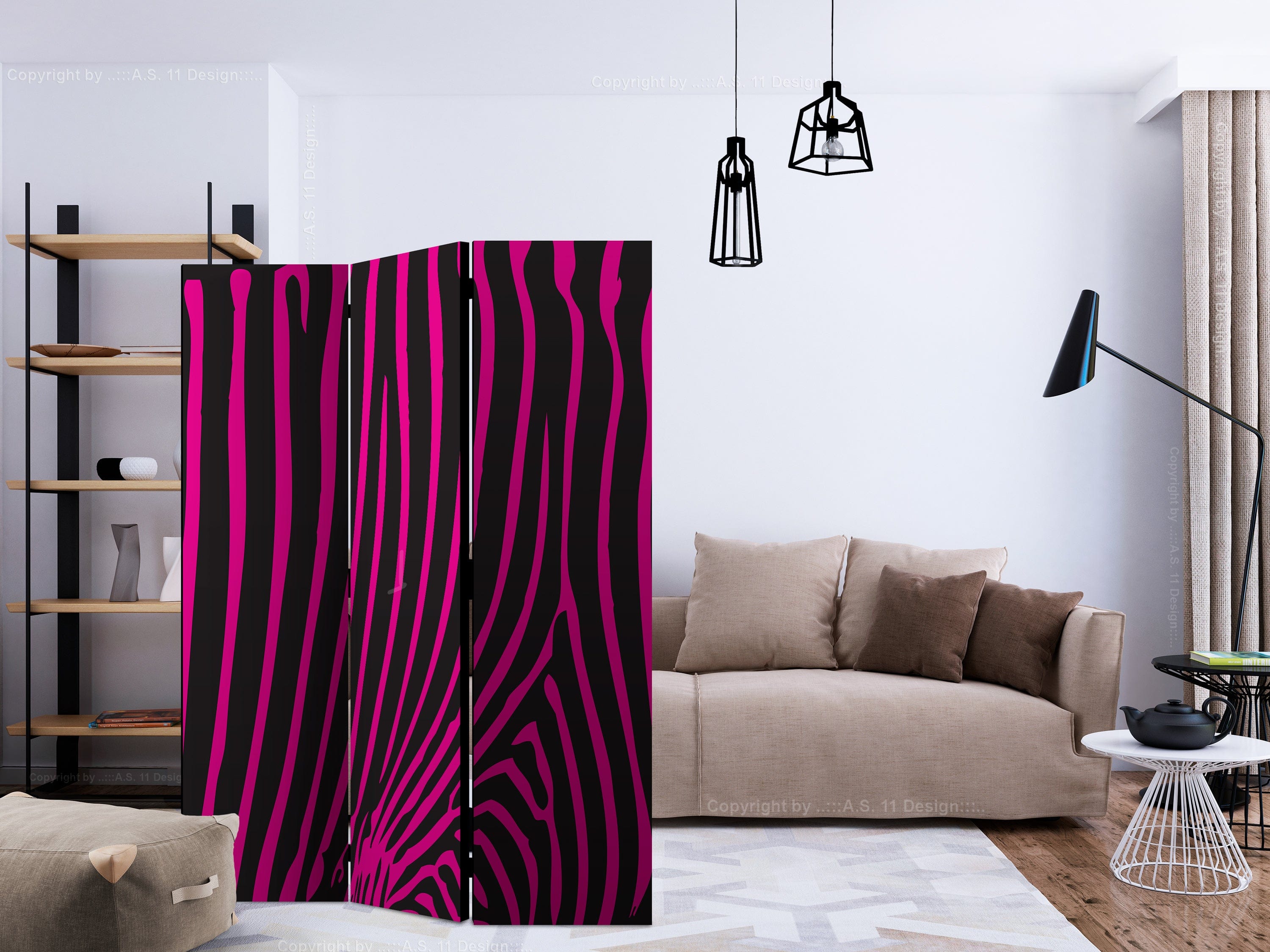 Aizslietnis 3-daļīgs - Zebras raksts (violets) (135x172cm) 135x172 cm Home Trends