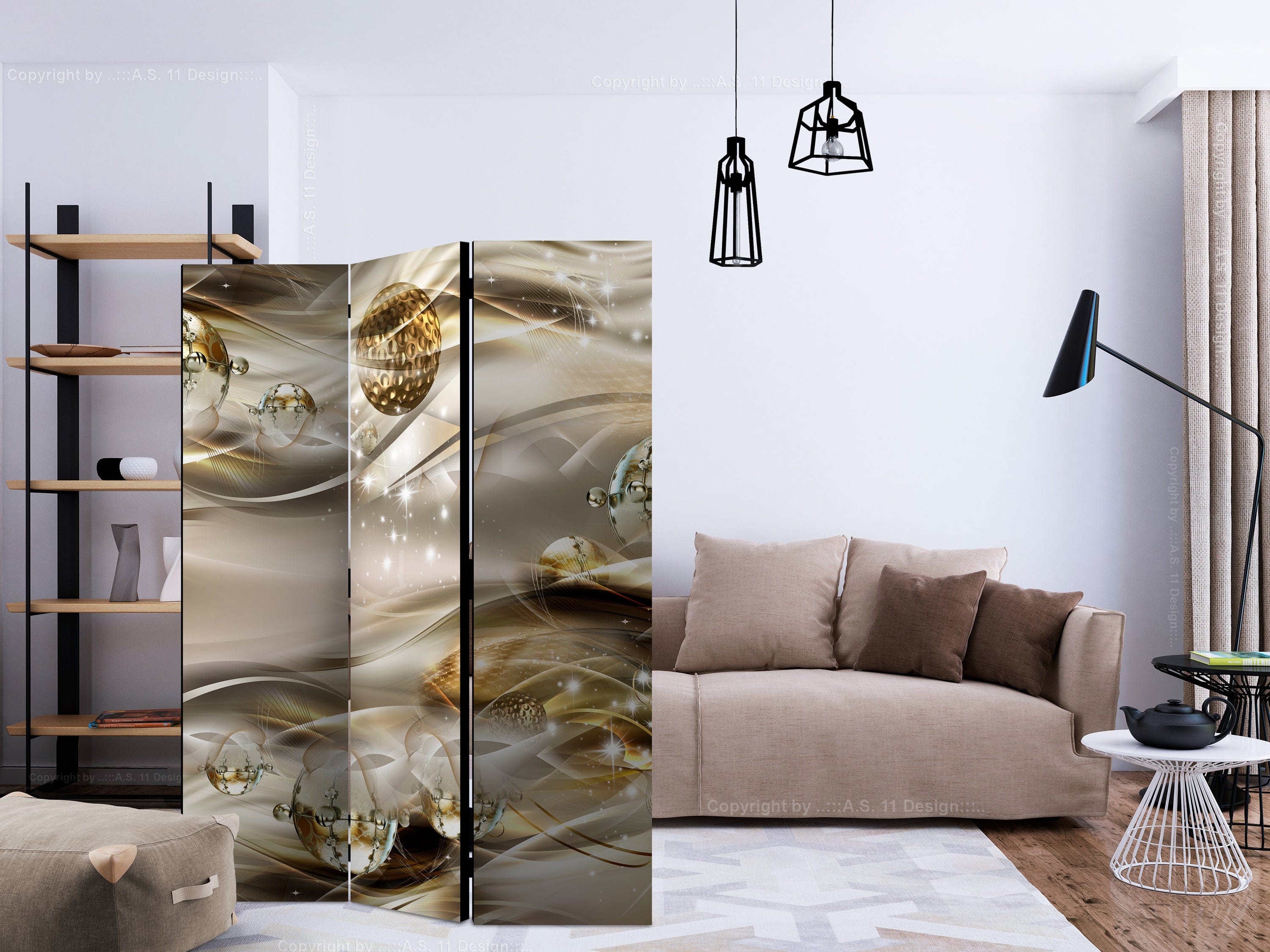 Aizslietnis 3-daļīgs - Zelta miglājs (135x172cm) 135x172 cm Home Trends