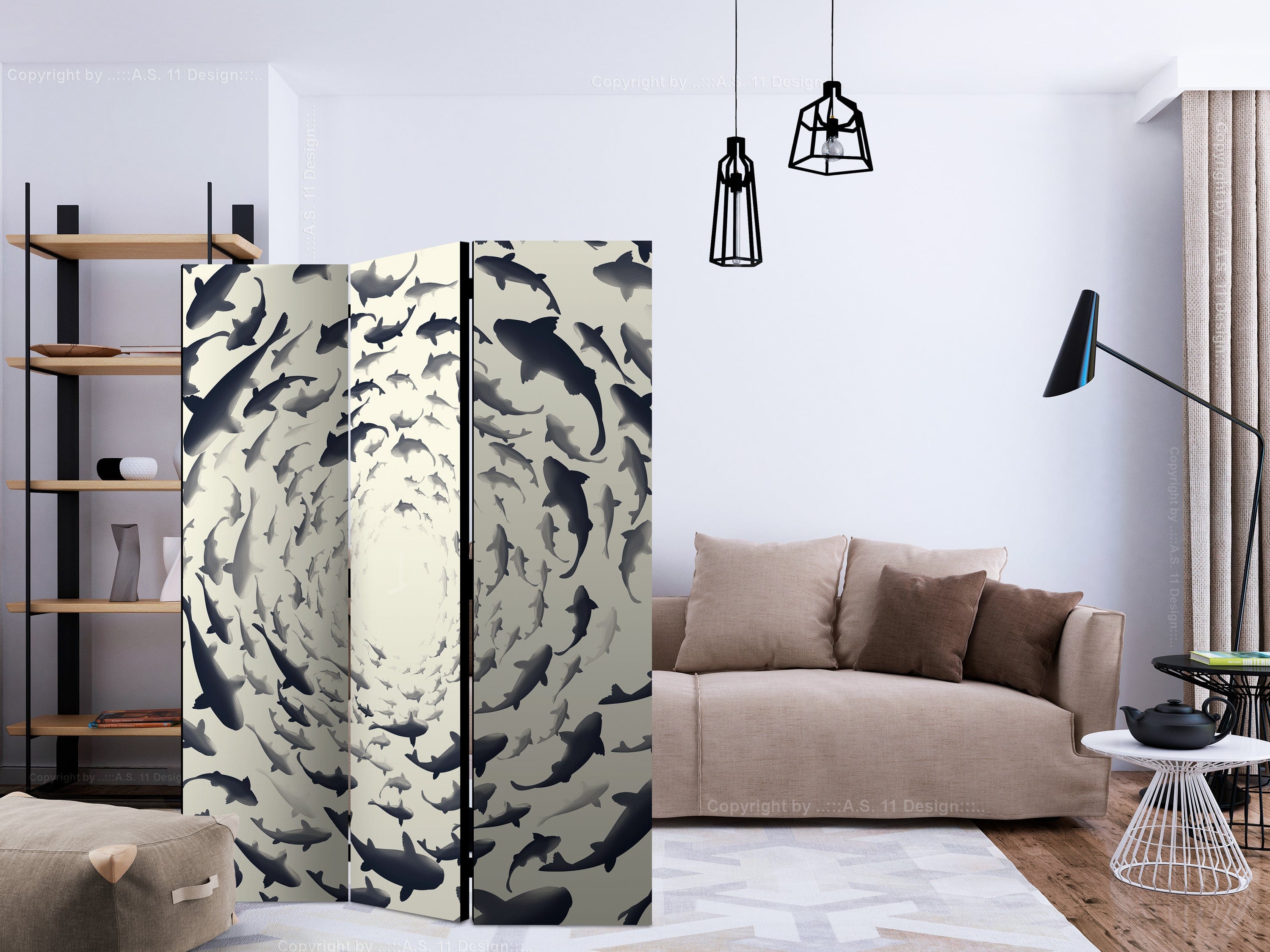 Aizslietnis 3-daļīgs - Zivju virpulis (135x172cm) 135x172 cm Home Trends