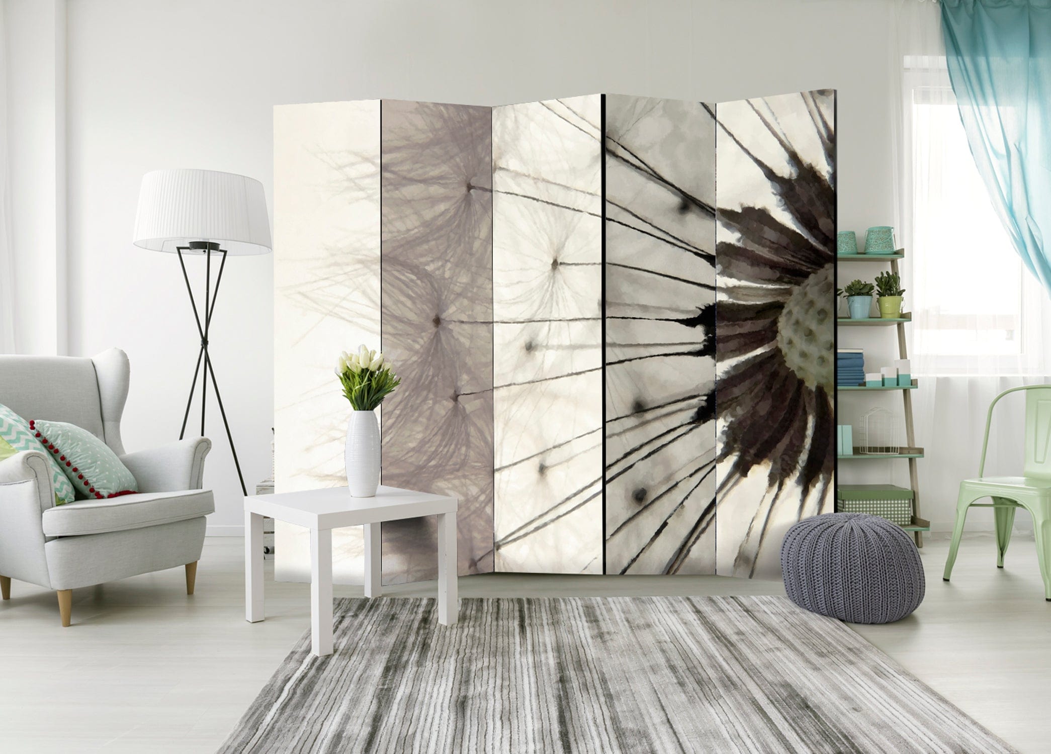 Aizslietnis 5-daļīgs - Baltā pienene (225x172cm) Home Trends