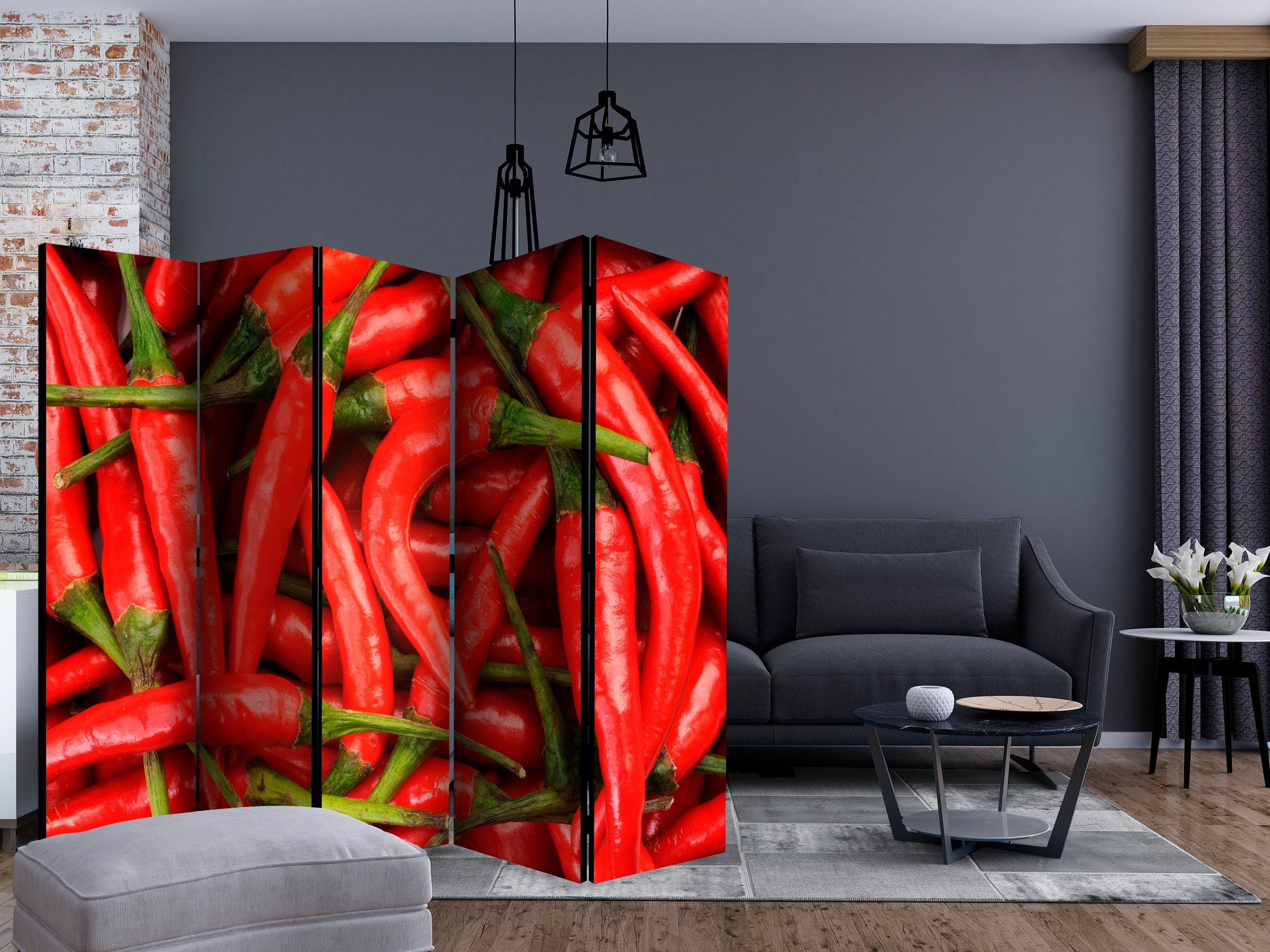 Aizslietnis 5-daļīgs - Čili pipari - fons (225x172cm) Home Trends